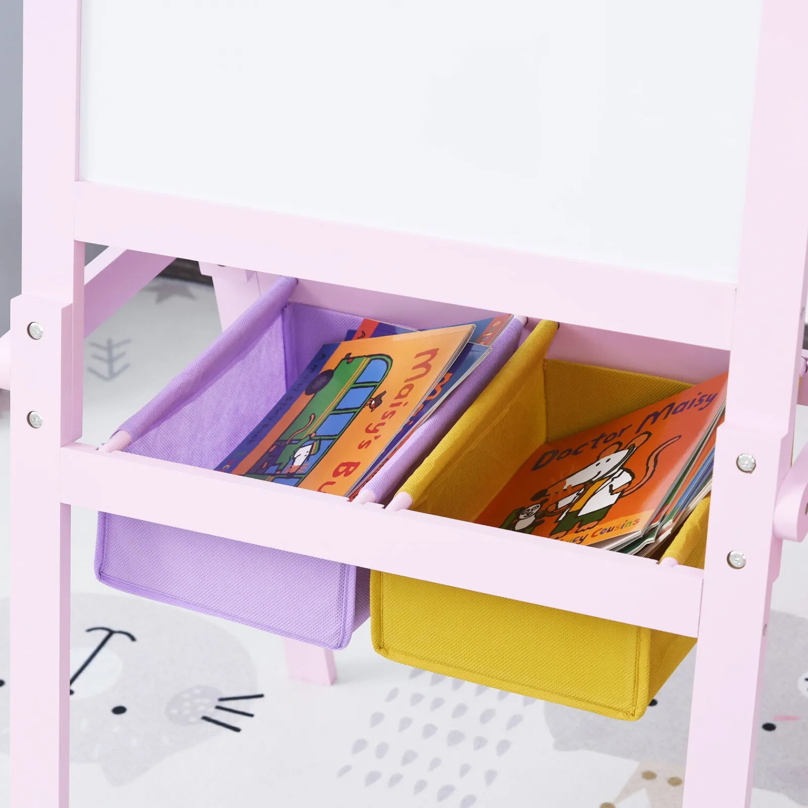 Kinder Little Helper Doppelseitige Deluxe-Staffelei Aus Holz Für Kinder | Tafel | Papierrolle | Rosa | Ab 3 Jahren