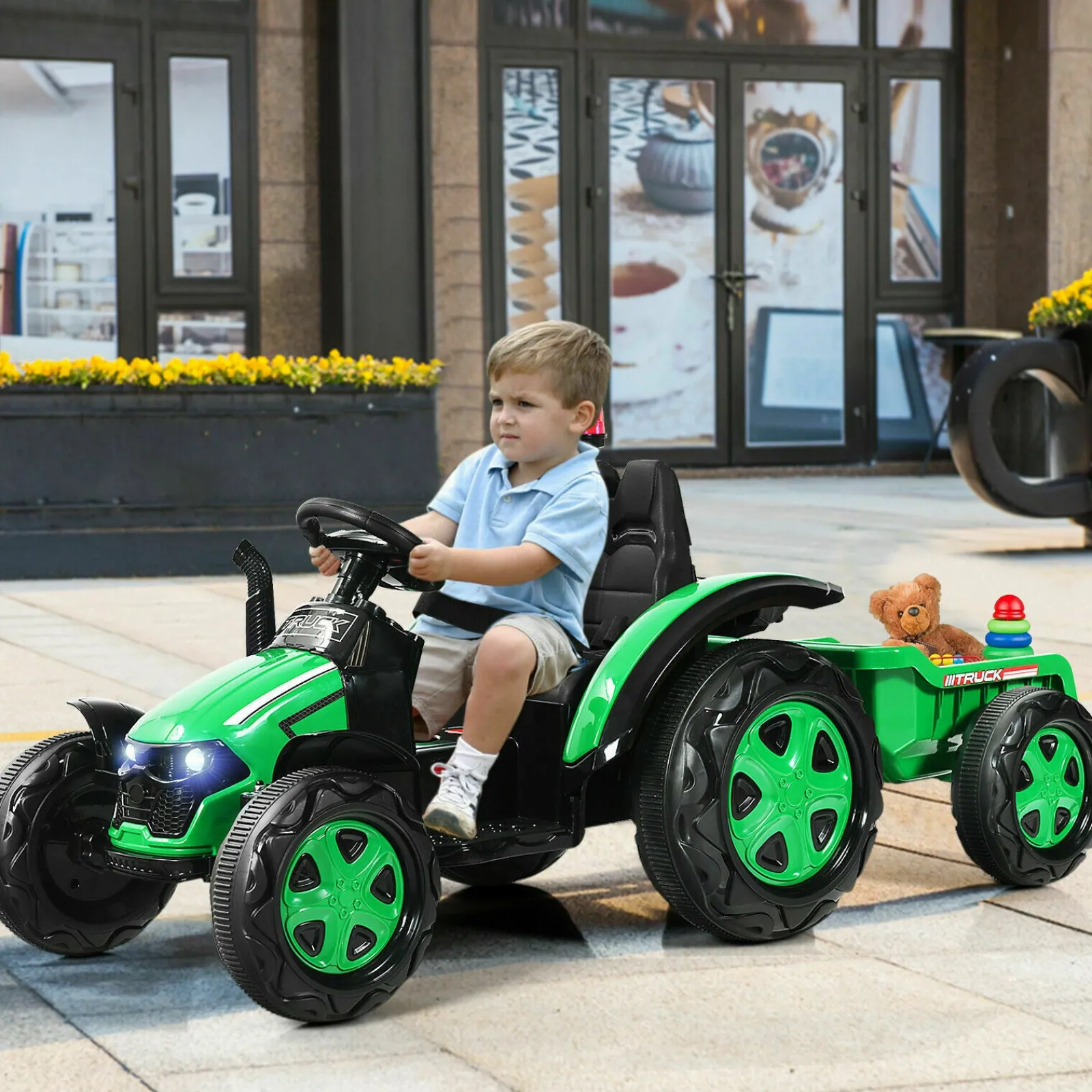Little Helper Elektroauto für Kinder | Ferngesteuerter Traktor und Anhänger | 12-V-Aufsitzauto | 3-8 Jahre