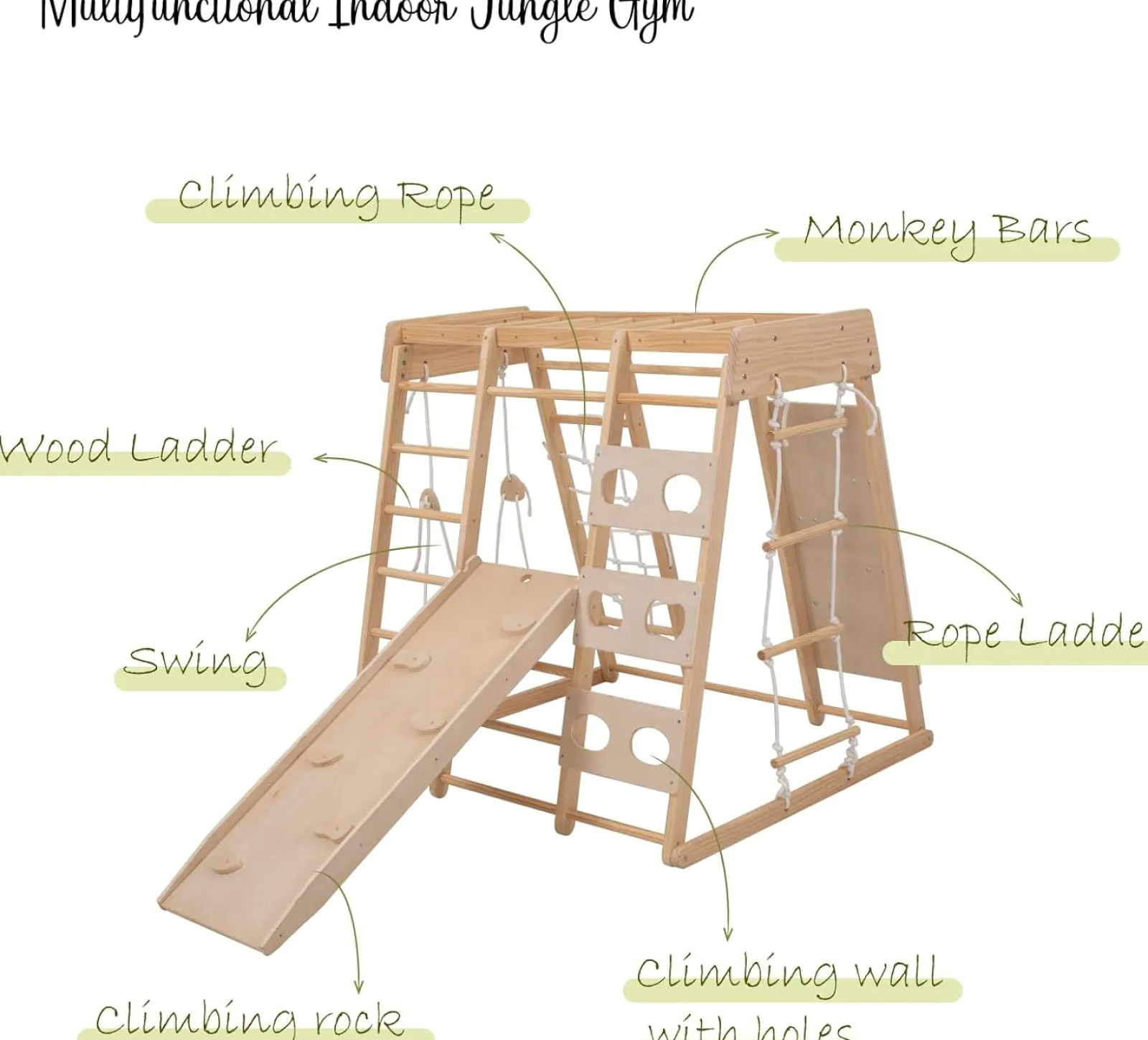 Kinder Little Helper Ergonomisches Design Pikler 8-in-1 Indoor-Klettergerüst aus Ökoholz für Kleinkinder | Kletterwand | Folie | 24m+