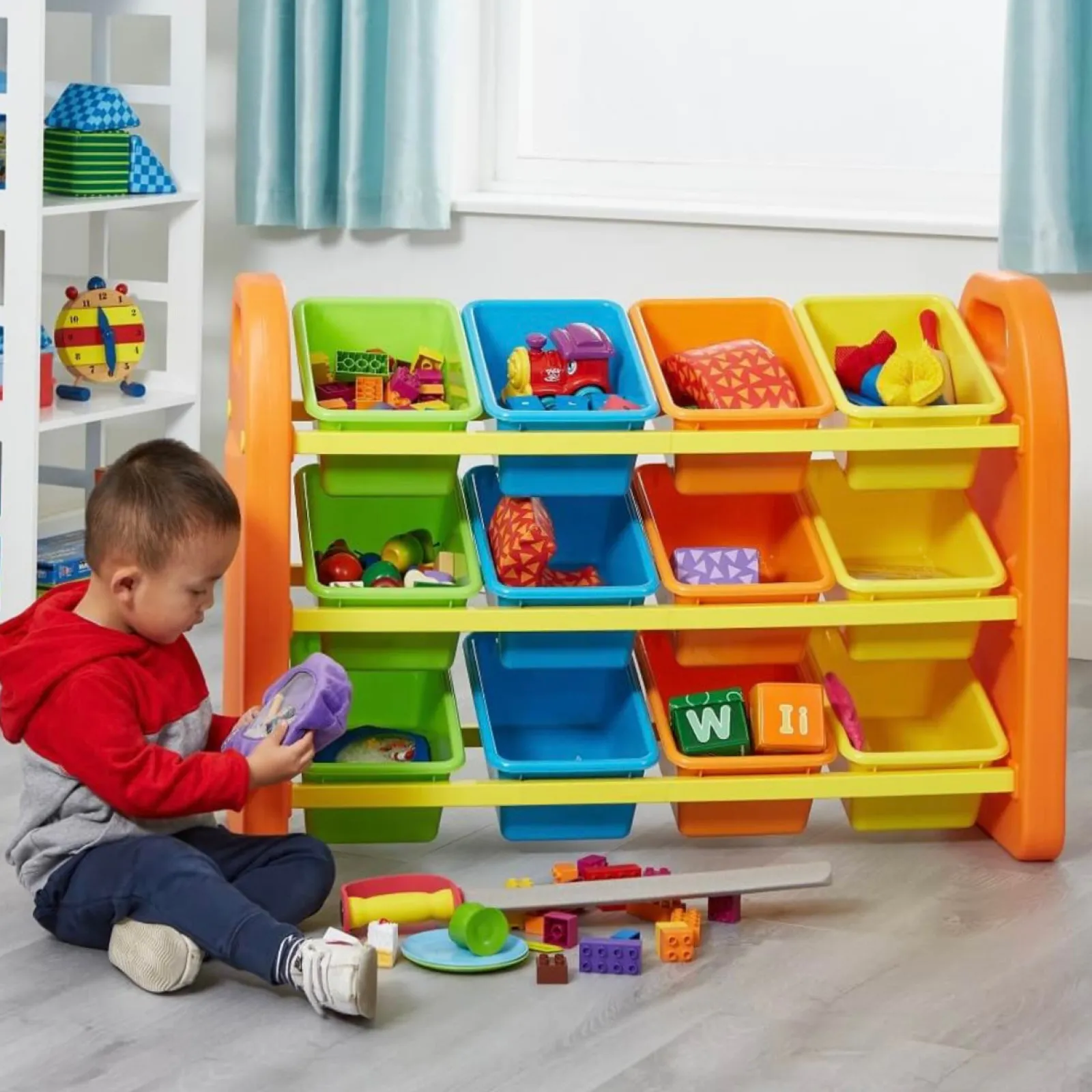 Kinder Little Helper Große Montessori-Aufbewahrungseinheit für Kinder mit 12 Fächern | Primärfarben
