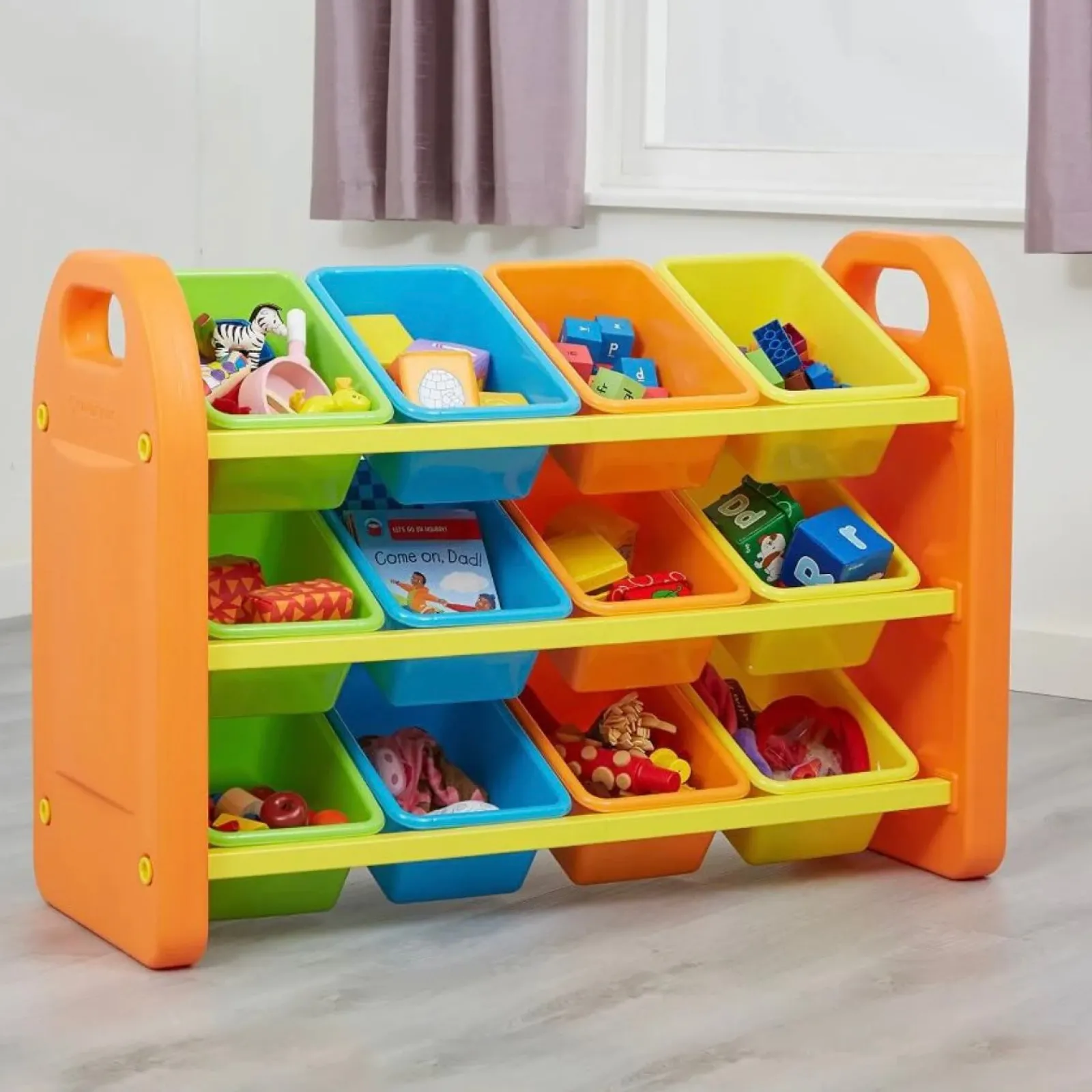 Kinder Little Helper Große Montessori-Aufbewahrungseinheit für Kinder mit 12 Fächern | Primärfarben