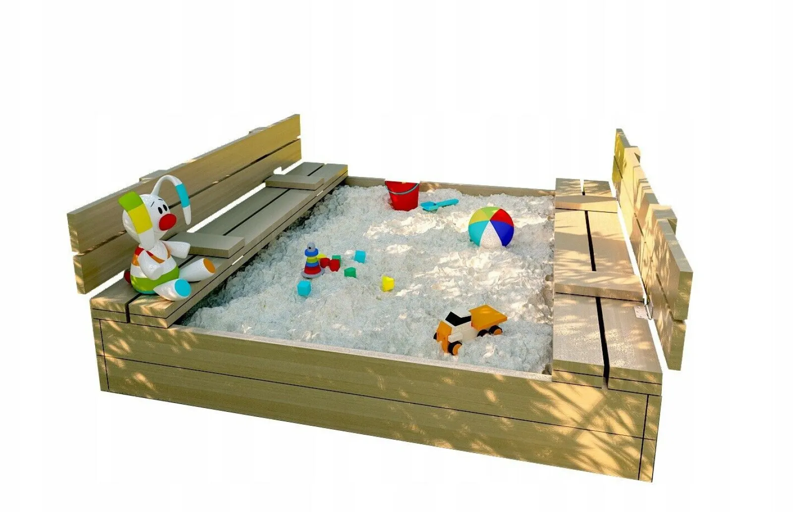 Little Helper Großer, umweltbewusster FSC-zertifizierter Sandkasten aus 100 % natürlichem Holz für Kinder mit Deckel, Sitzen und Bodeneinlage | 2–12 Jahre | 1,2 x 1,14 m im Quadrat