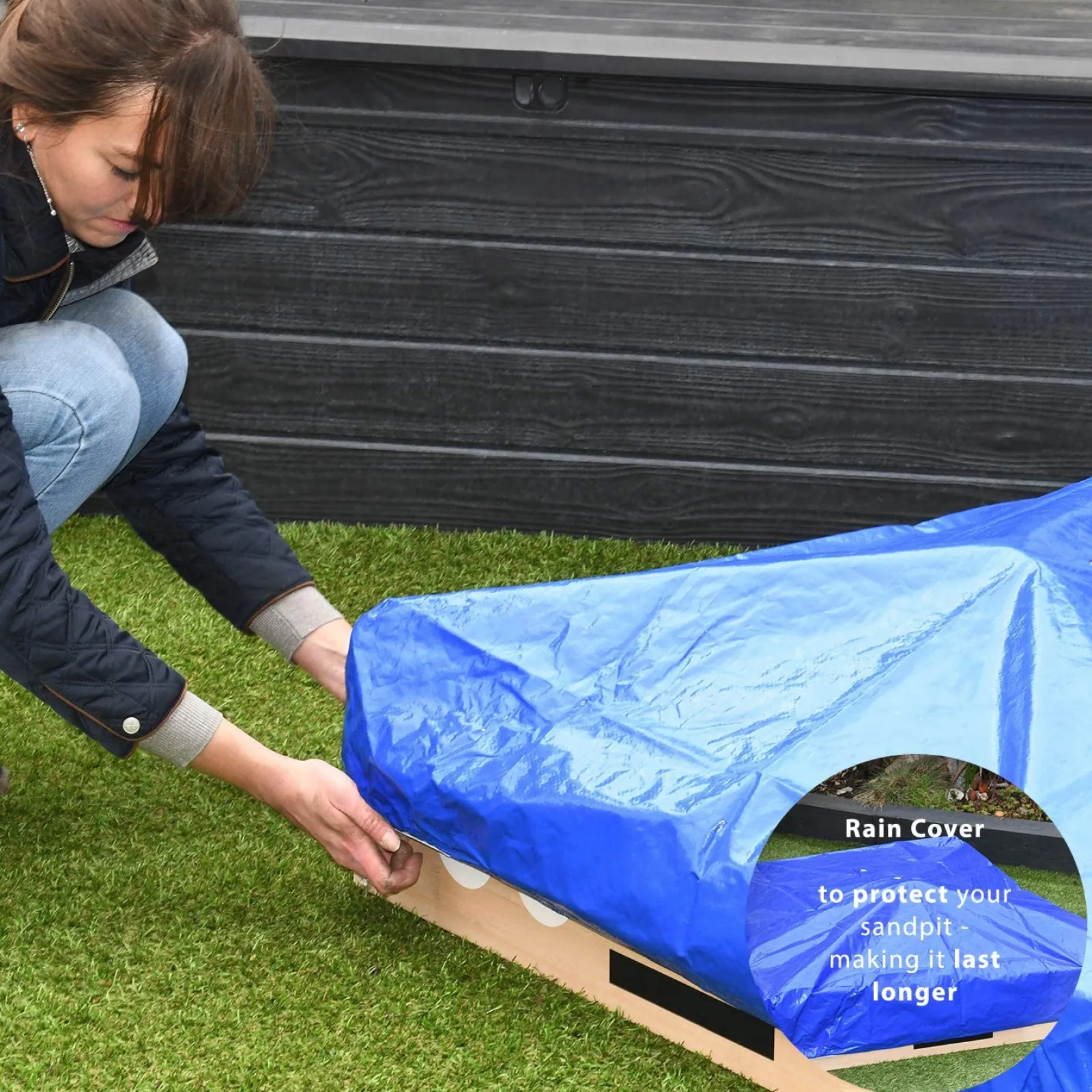 Little Helper Großer, vorbehandelter Sandkasten mit Automotiv aus Öko-Holz für Kinder mit Abdeckung | 1,15 m lang | ab 12m