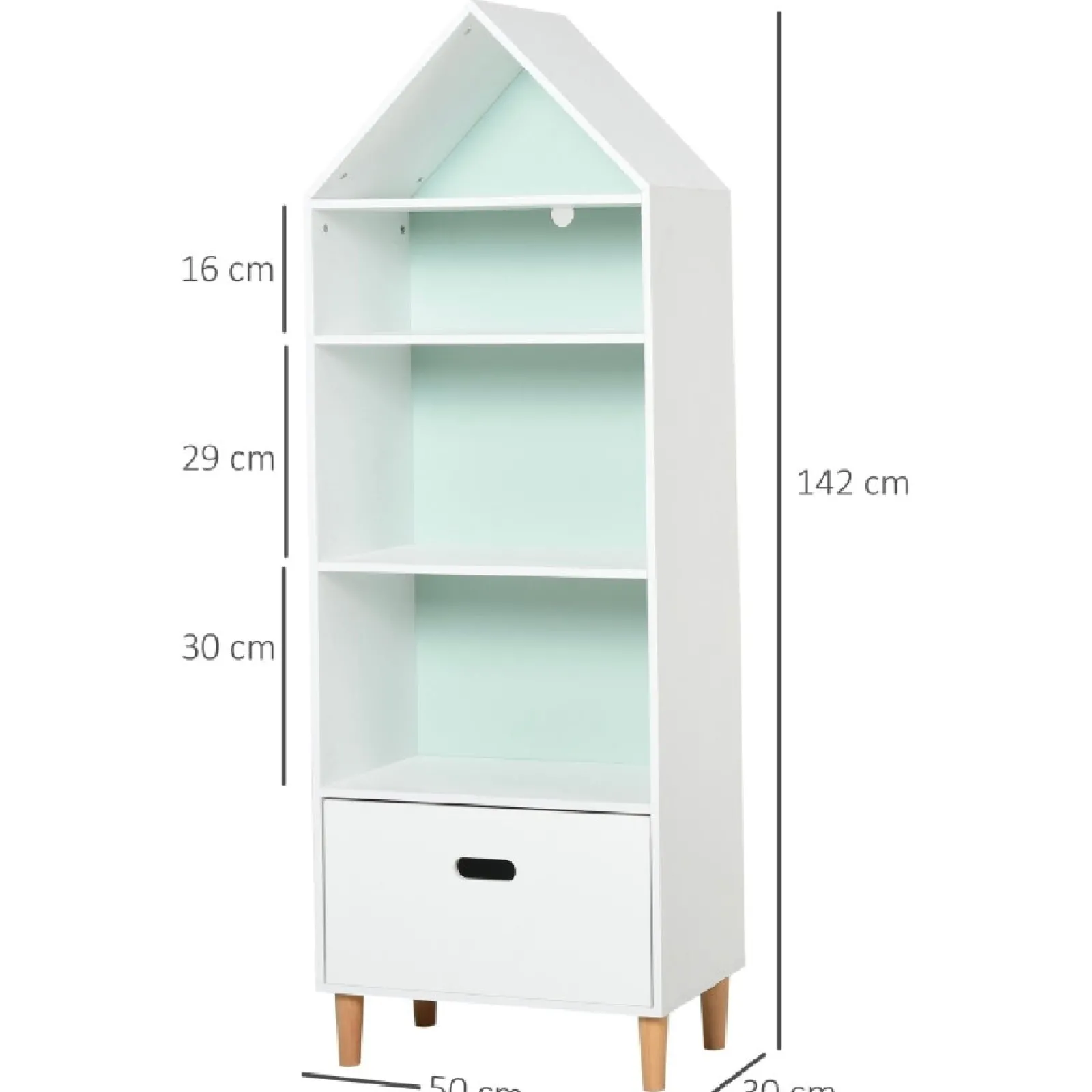 Kinder Little Helper Großes austauschbares Montessori-Bücherregal | Aufbewahrung von Kinderspielzeug | Blau oder Rosa und Weiß | 1,42 m hoch | Ab 3 Jahren