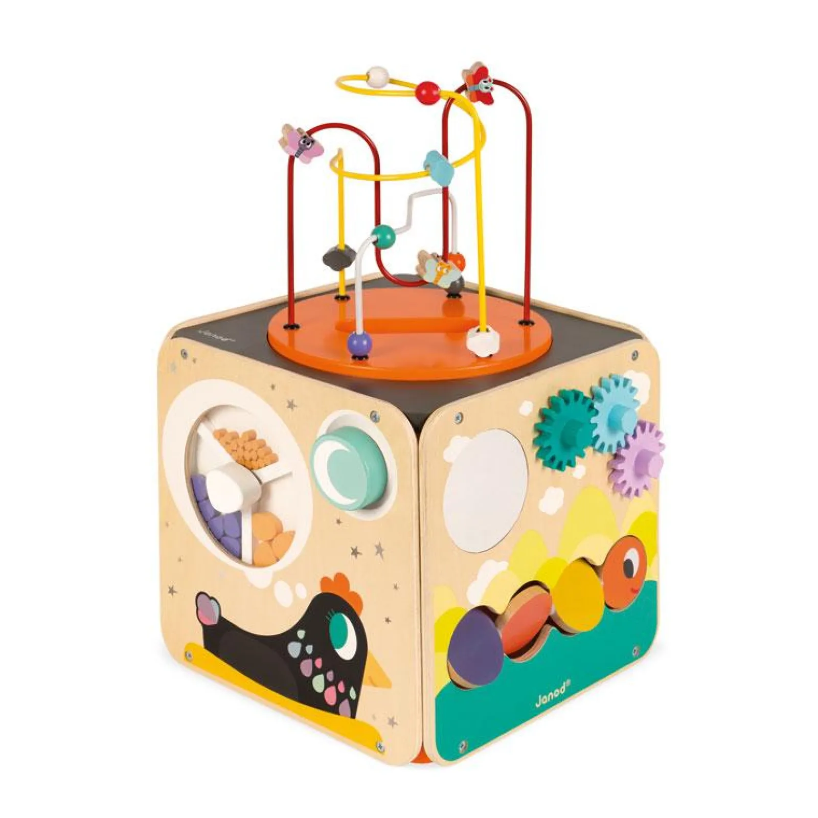 Kinder Little Helper Großes Deluxe Montessori-Beschäftigungsbrett aus Ökoholz | Multi-Aktivitätswürfel | Aktivitätszentren, Spielsets und Tische | 1–3 Jahre