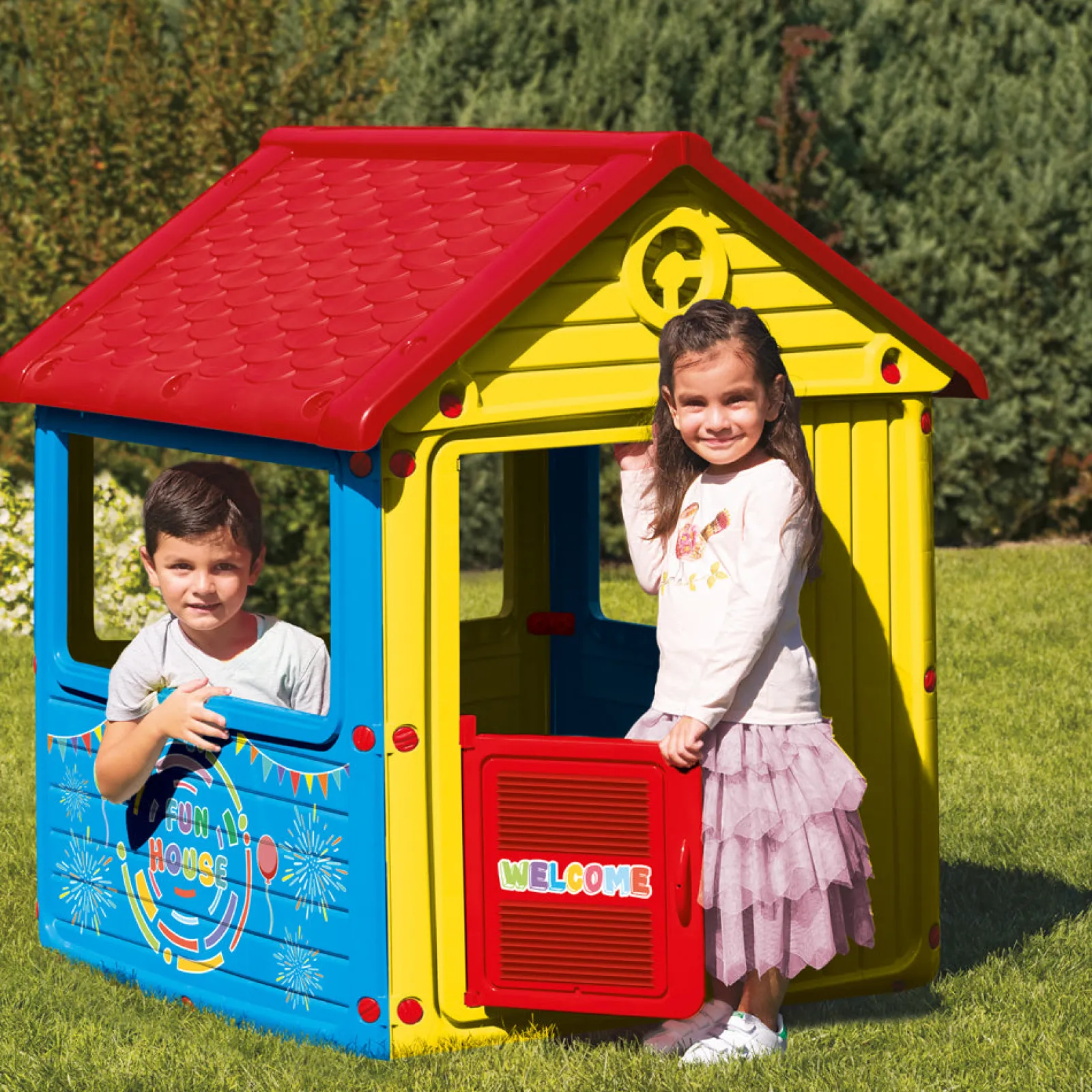 Little Helper Großes, stabiles Spielhaus für drinnen und draußen für 2 Kinder mit Vordertür und Fenstern | Alter 2–5 Jahre
