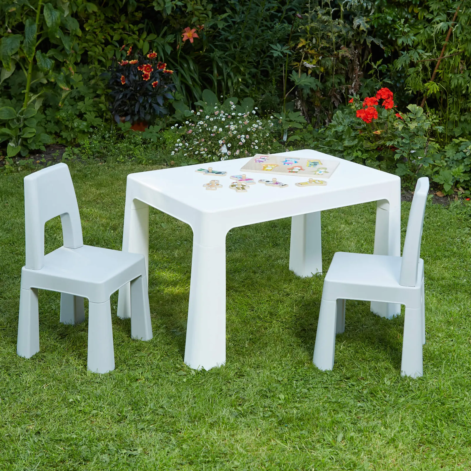 Kinder Little Helper Grow-with-me Kinder höhenverstellbarer Tisch und Stühle | Lagerung | 2-8 Jahre | Grau und Weiß
