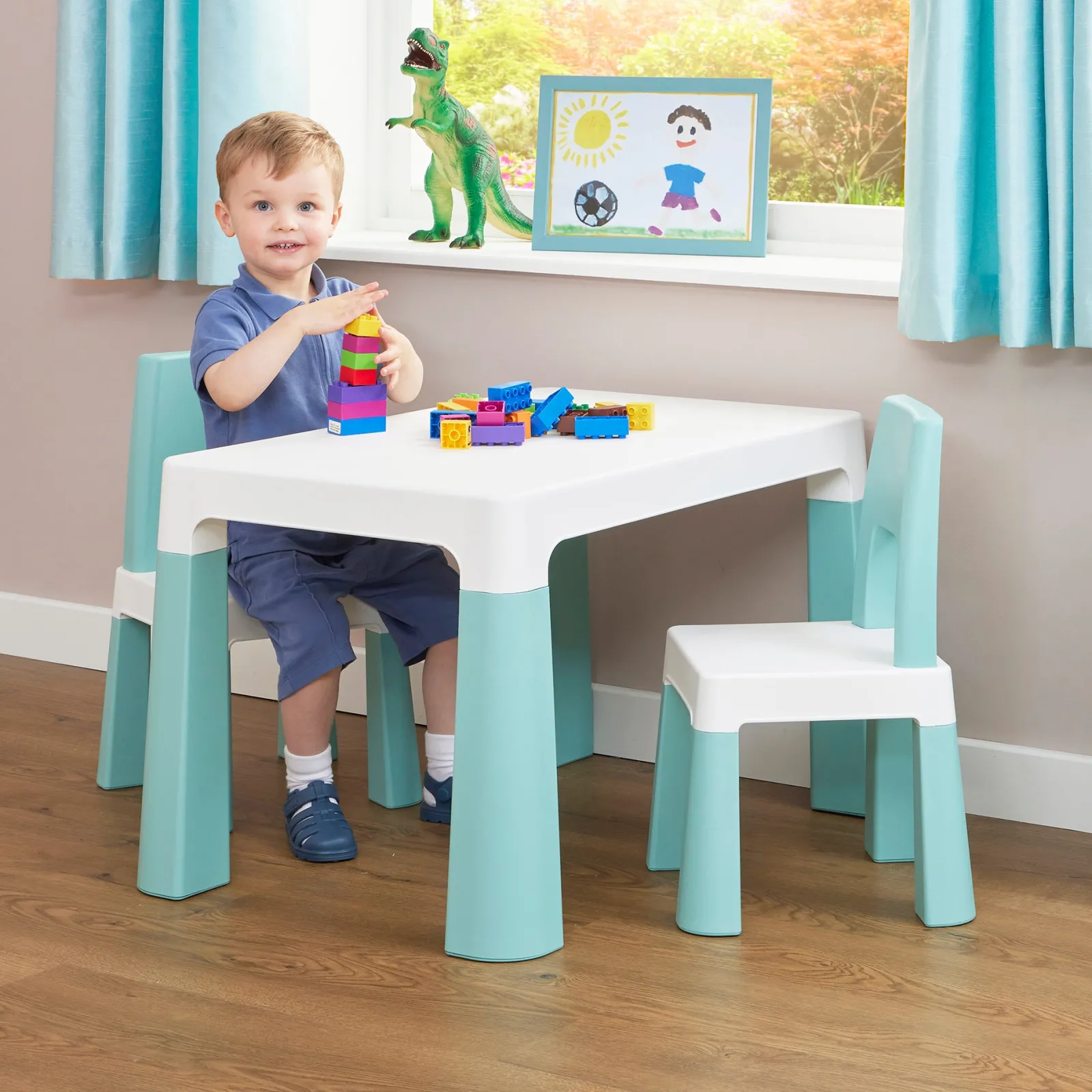 Kinder Little Helper Grow-with-me Kinder höhenverstellbarer Tisch und Stühle | Lagerung | 2-8 Jahre | Grün und Weiß