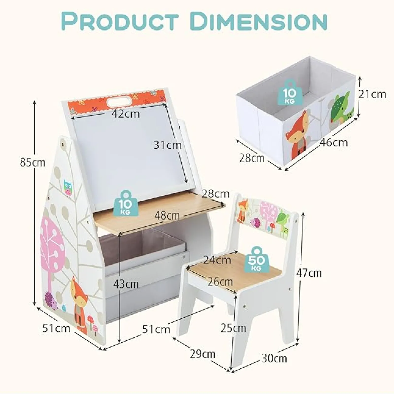 Kinder Little Helper 5-in-1 Montessori Kompakte Kinderstaffelei | Schreibtisch & ergonomischer Stuhl | Sling-Bücherregal | Bücherregal | Aufbewahrung | Weiß | Ab 3 Jahren