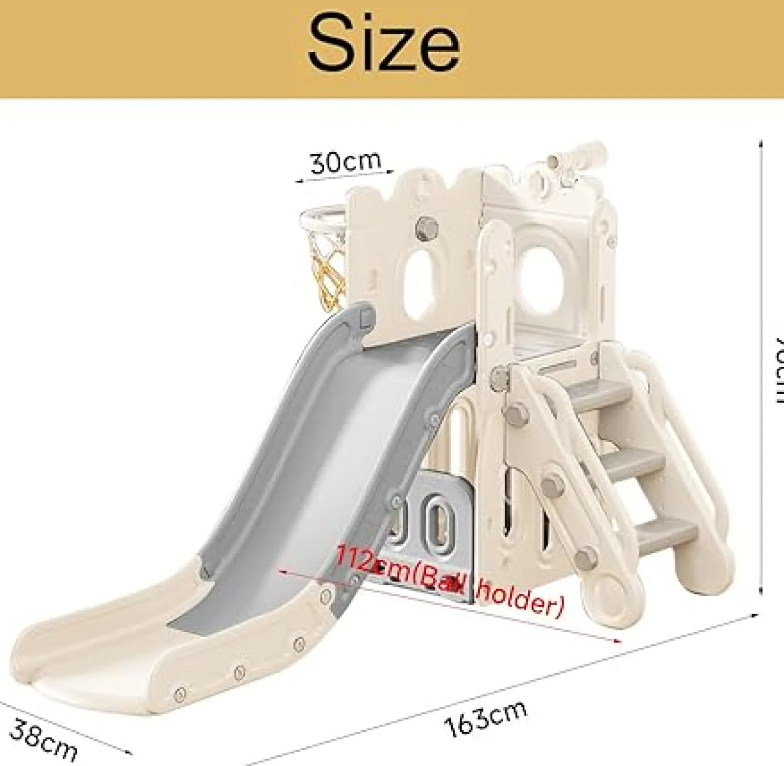 Little Helper 4-in-1 Montessori-Folienset | Basketballkorb | Drinnen oder draußen | Weiß & Grau | 12m +
