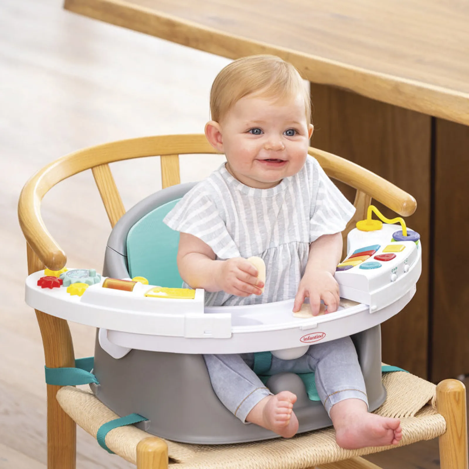 Kinder Little Helper 3-in-1-Aktivitätssitz mit Musik und Licht | Esszimmerstuhl mit Sitzerhöhung | Tragbarer Hochstuhl | Sitzerhöhungskissen | Herausnehmbares Tablett