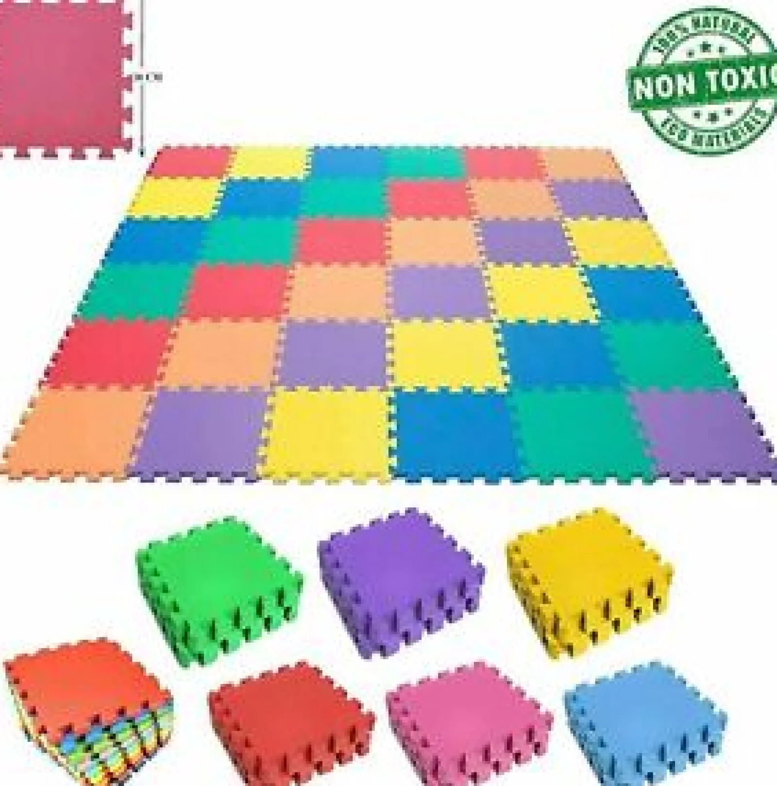 Kinder Little Helper Ineinander greifende Montessori-Spielbodenmatten aus dickem Schaumstoff | Puzzlematten für Babylaufställe und Spielzimmer | Mehrfarbig