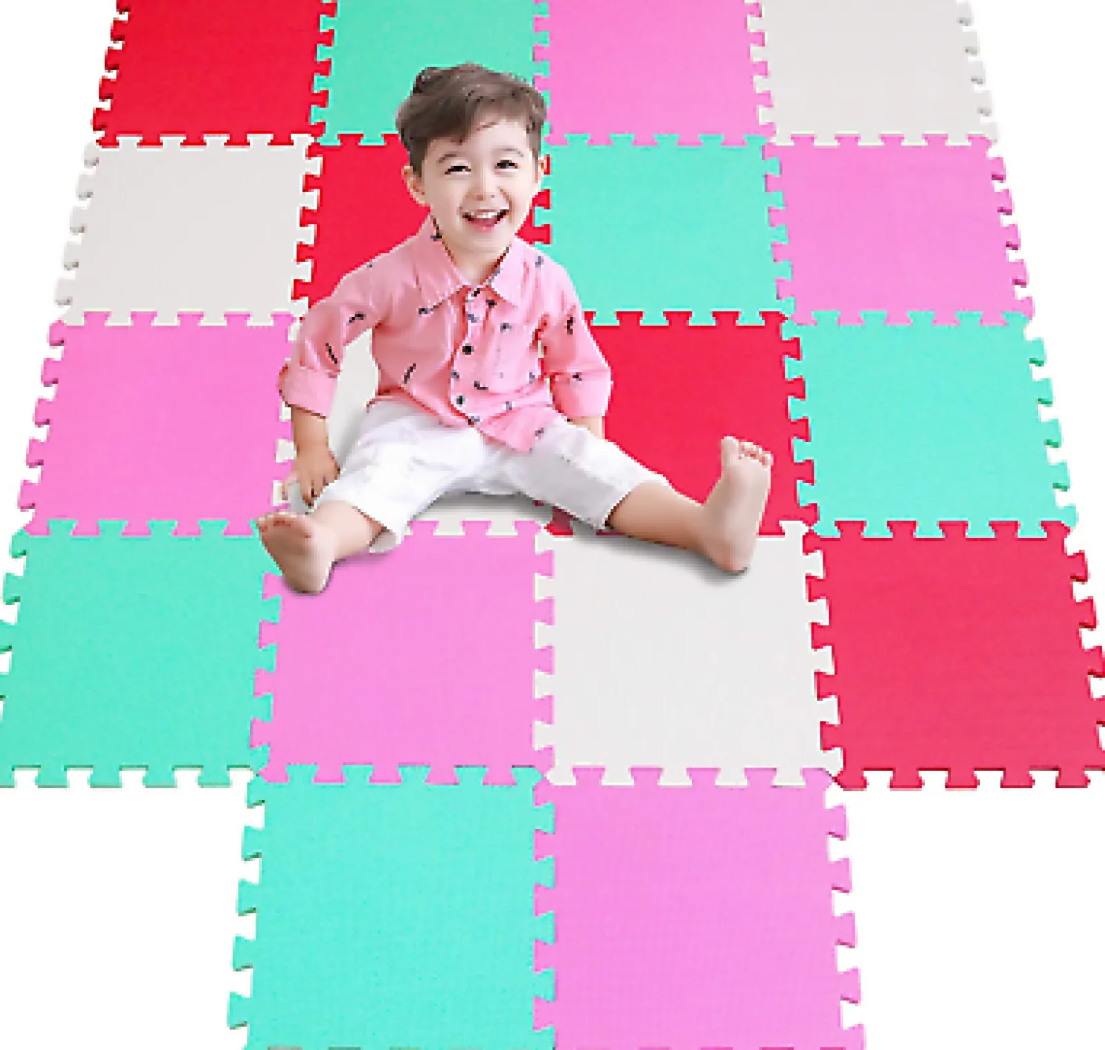 Kinder Little Helper Ineinander greifende Montessori-Spielmatten aus dickem Schaumstoff | Puzzlematten für Babylaufställe und Spielzimmer | Grau, Rosa und Weiß