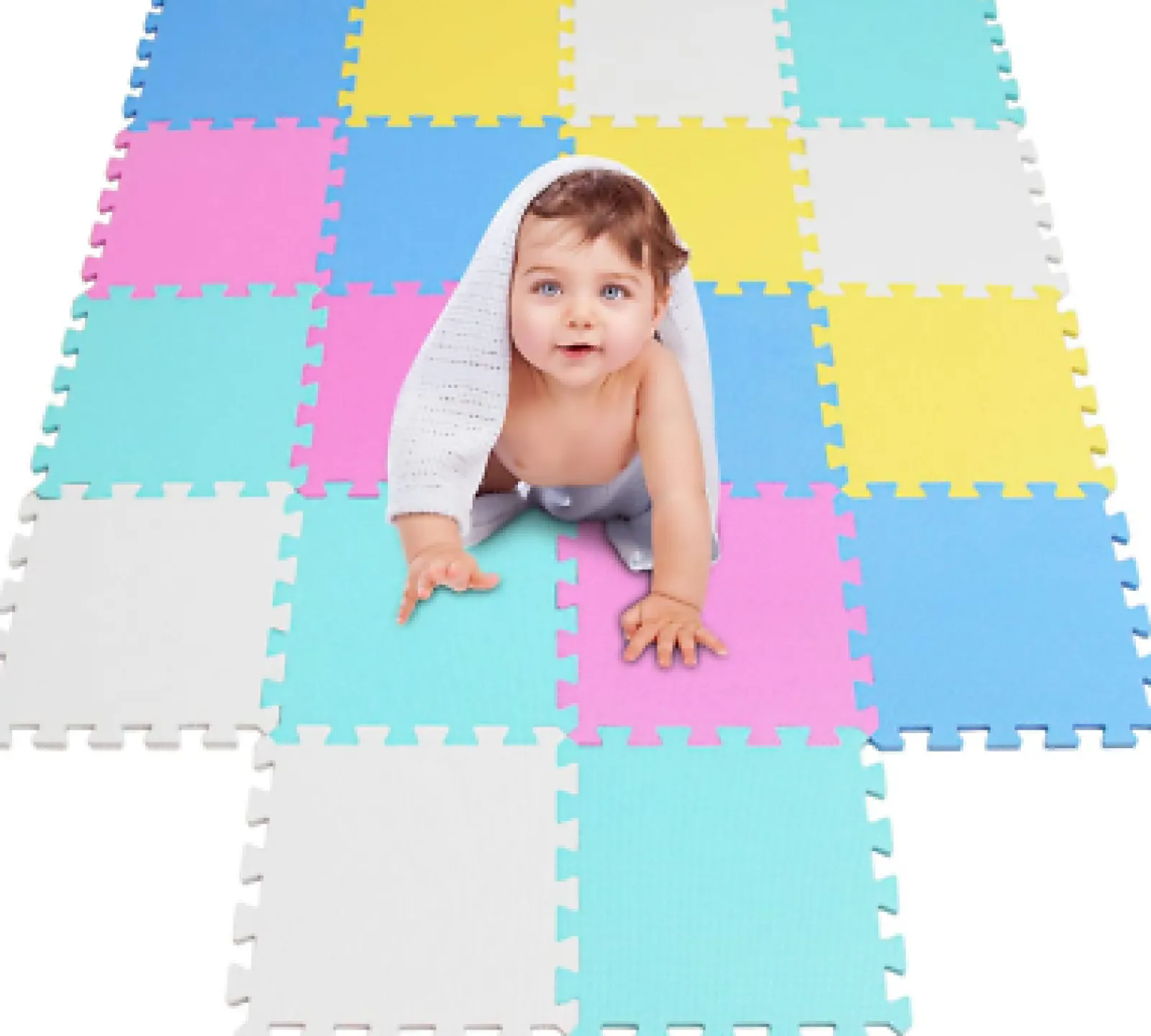Kinder Little Helper Ineinander greifende Montessori-Spielmatten aus dickem Schaumstoff | Puzzlematten für Babylaufställe und Spielzimmer | Grau, Rosa und Weiß