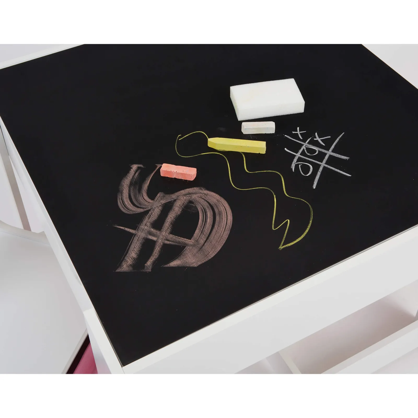 Kinder Little Helper 4-in-1-Montessori-Tisch und Stühle für Kinder | Wendeoberteil | Tafel | Rosa Aufbewahrungsschubladen