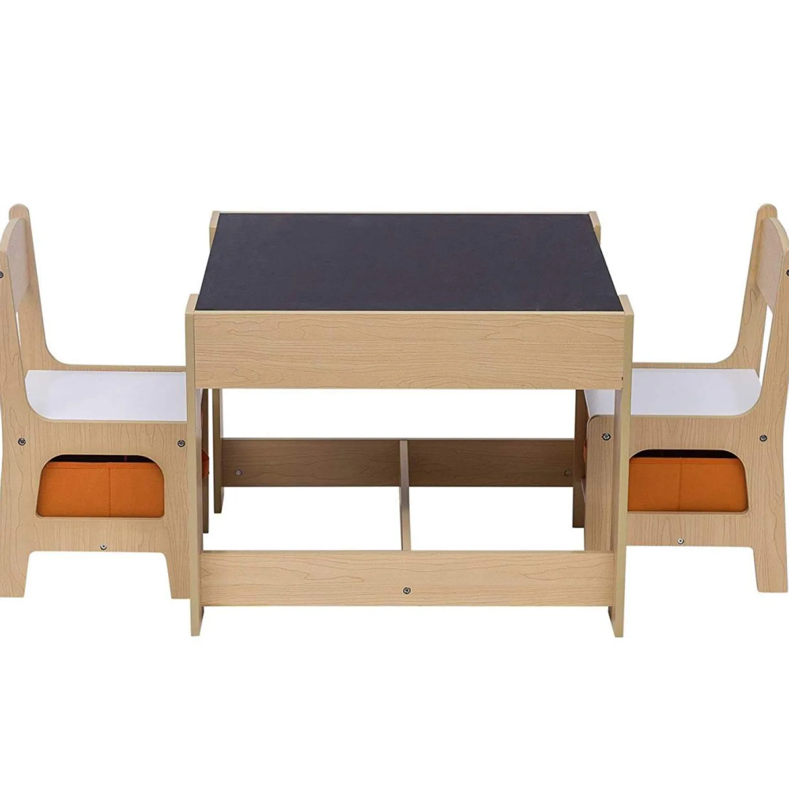Kinder Little Helper 3-in-1-Tisch und -Stühle für Kinder | Wendbare Tischplatte | Tafel | Orangefarbene Aufbewahrungsschubladen