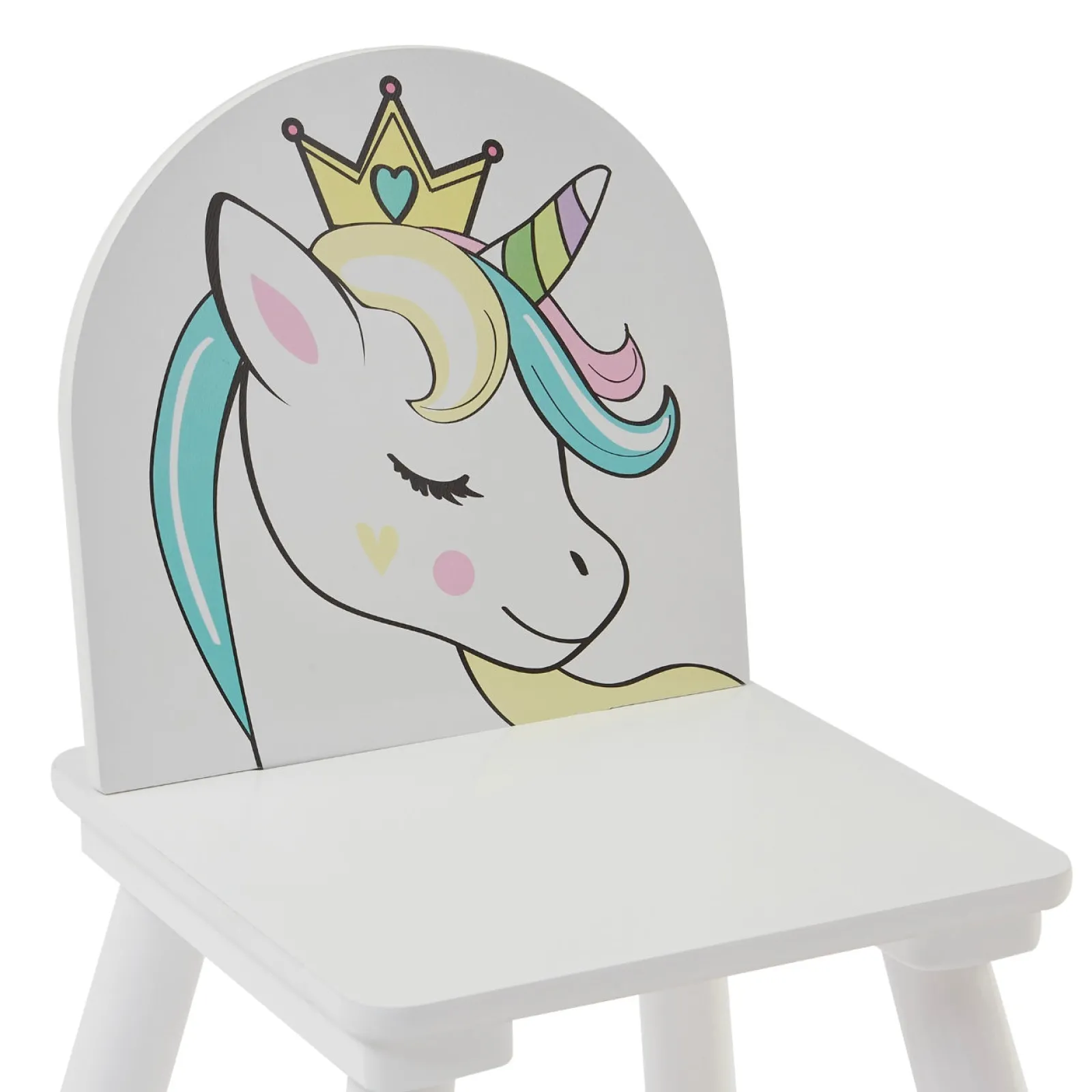 Kinder Little Helper Kinder-Set aus Holz mit Einhorn-Tisch und 2 Stühlen | Weiß | Ab 2 Jahren