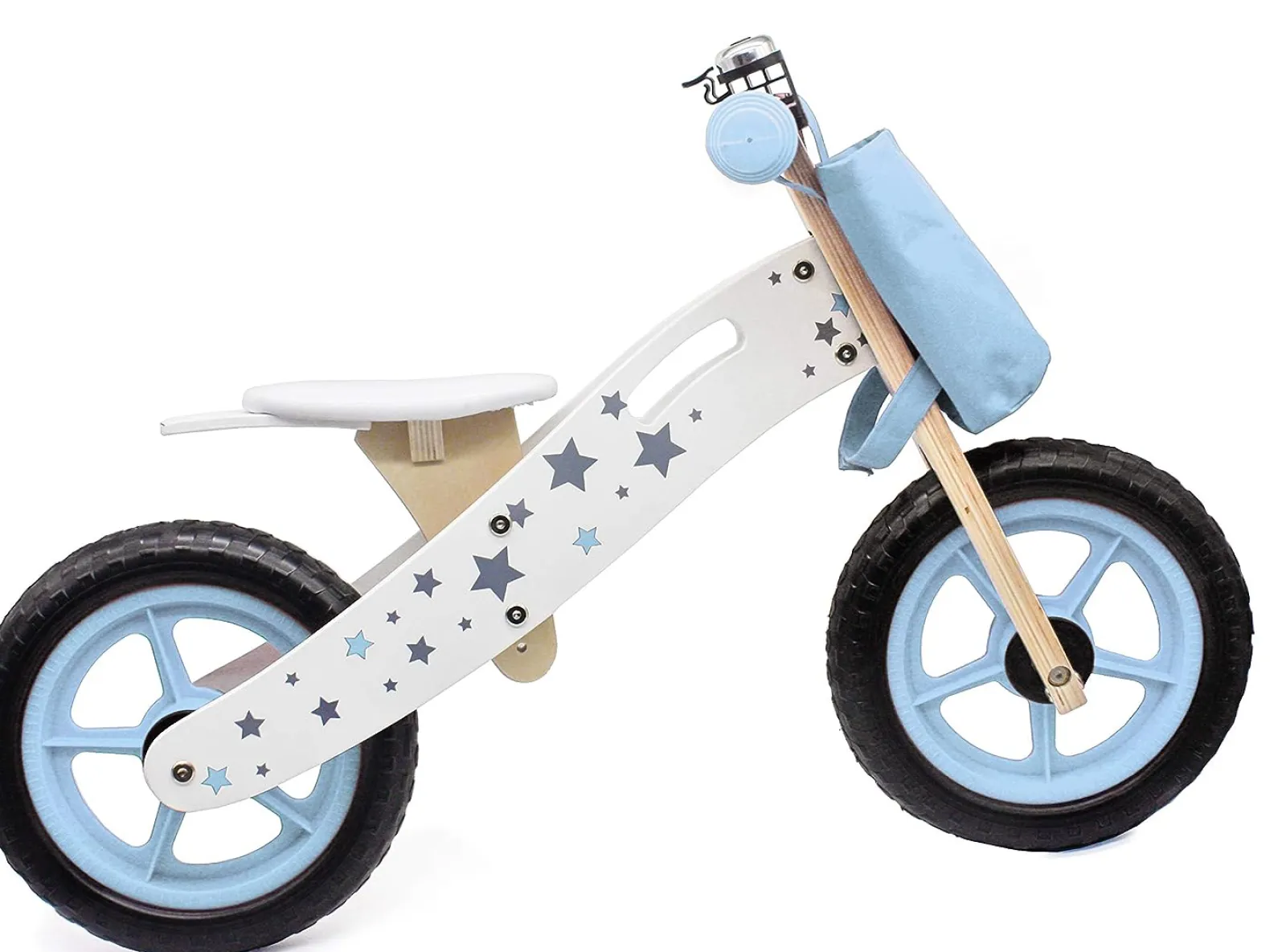 Kinder Little Helper Laufrad Aus Holz | Leichte Trainingsräder + Klingel Und Korb | Blau