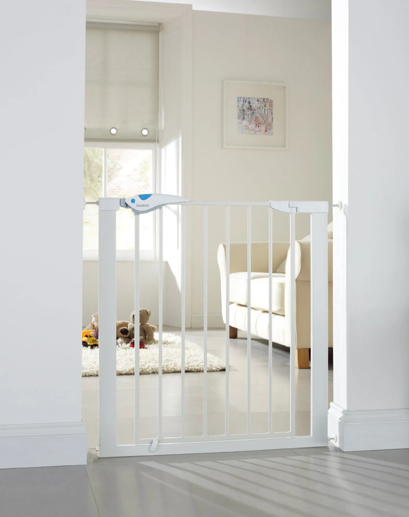 Kinder Little Helper Lindam Easy Fit Plus Deluxe-Schutzgitter + hohes Schutzgitter | Babyschutzgitter | weißes Treppenschutzgitter (92 cm)