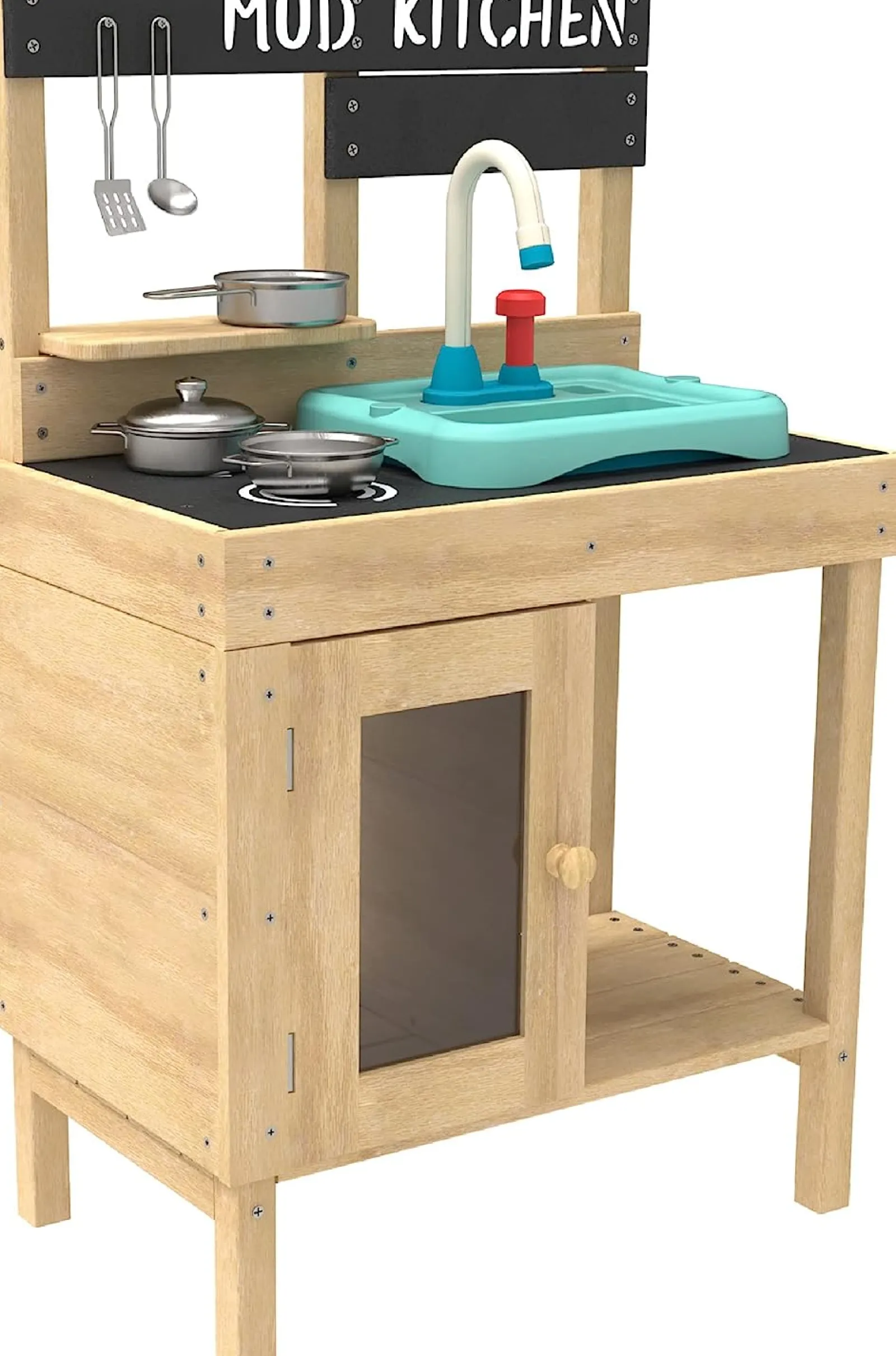 Little Helper Matsch-Küche aus FSC-Montessori-Ökoholz für Kinder | Spielzeugküche aus Holz | funktionierender Wasserhahn und Spüle | ab 3 Jahren