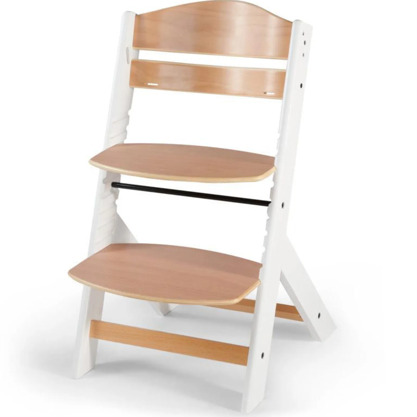 Little Helper Moderner, mitwachsender Hochstuhl aus Öko-Holz mit Tablett | Höhenverstellbar | Schreibtischstuhl | Natürliches und weißes Finish | 6 Monate – 10 Jahre