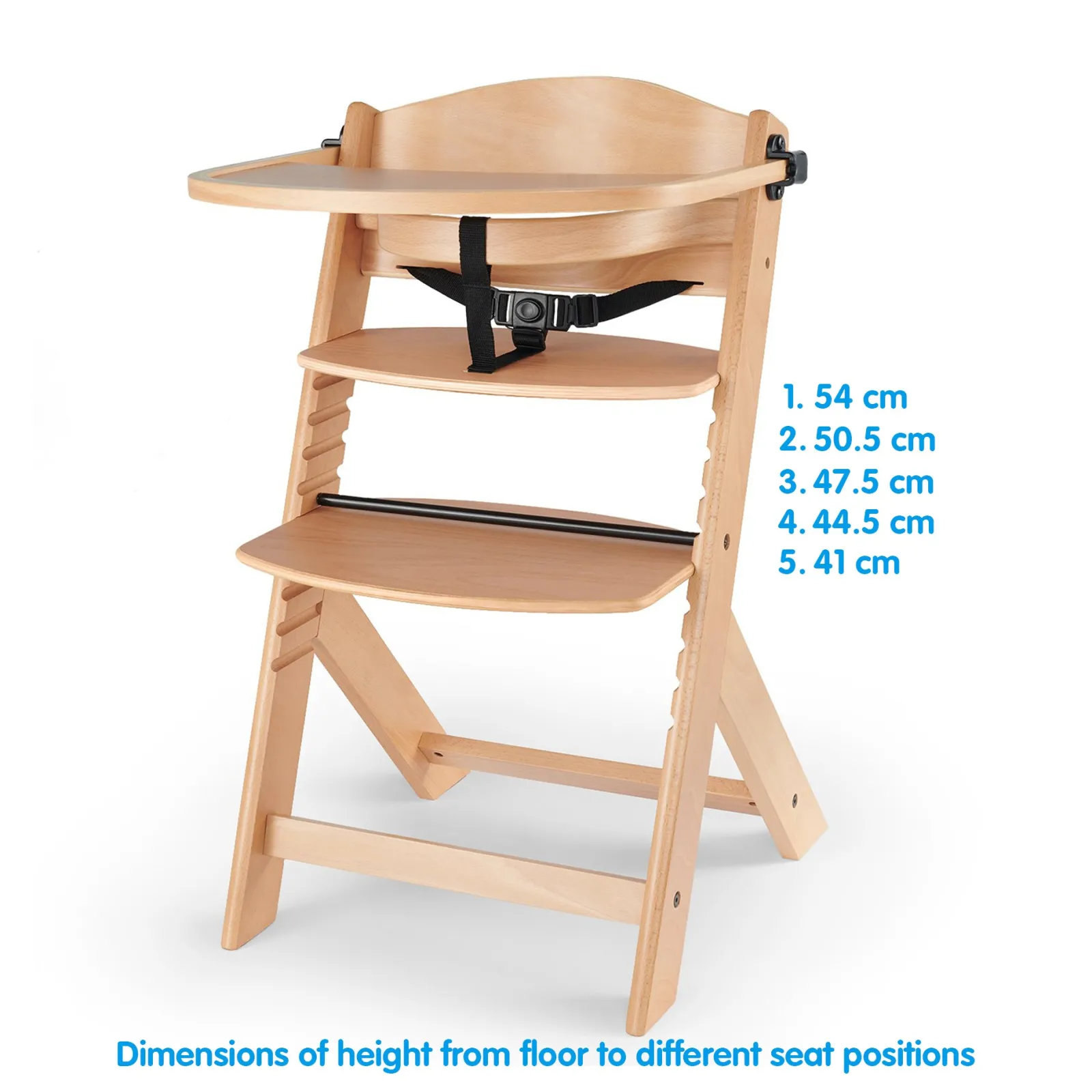 Little Helper Moderner, mitwachsender Hochstuhl aus Öko-Holz mit Tablett | Höhenverstellbar | Schreibtischstuhl | Natürliches und weißes Finish | 6 Monate – 10 Jahre