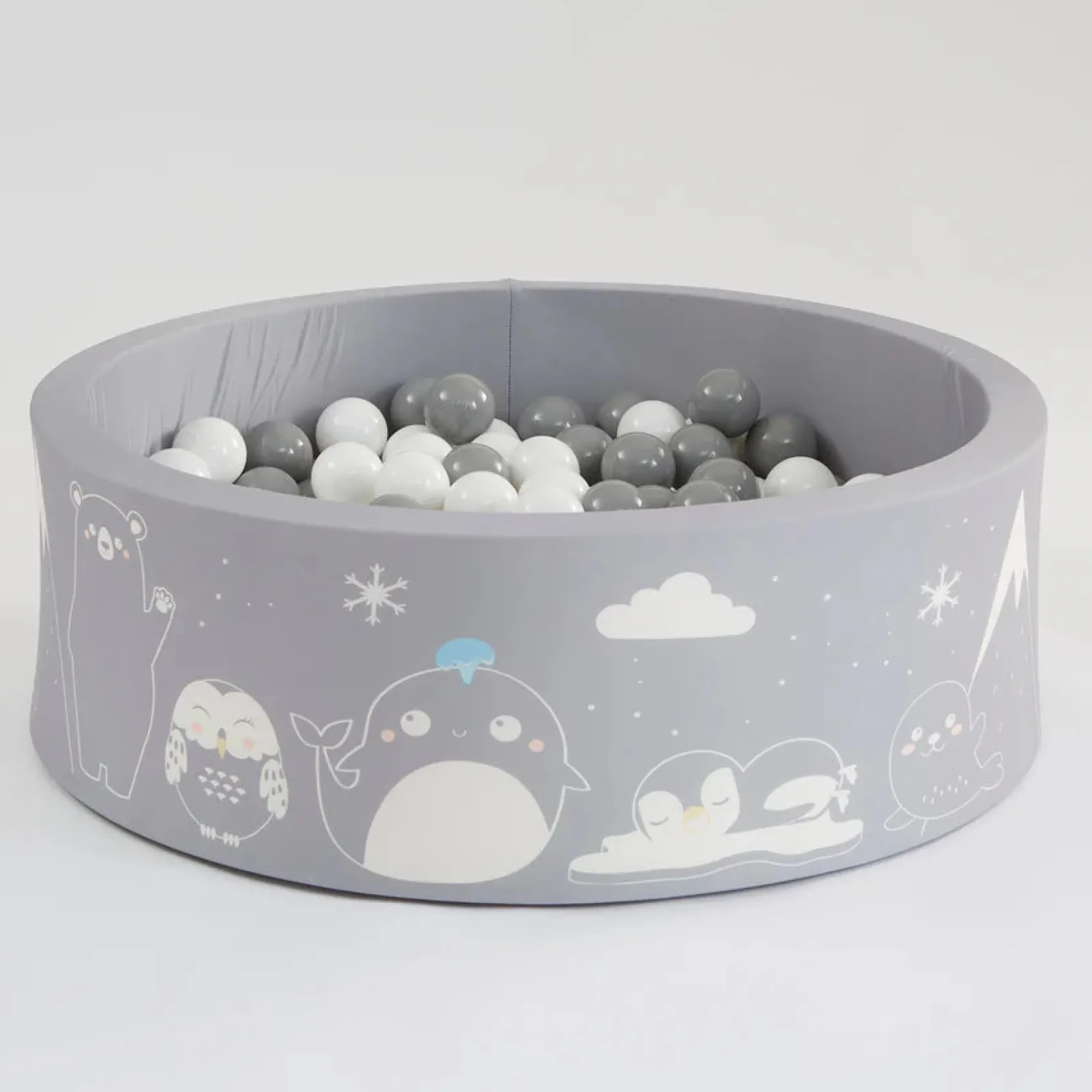 Kinder Little Helper Montessori Ballgrube | Bällebad | Dicke Innenbodenmatte | 200 KOSTENLOSE Bälle | 90 x 90 x 30 cm | Grau