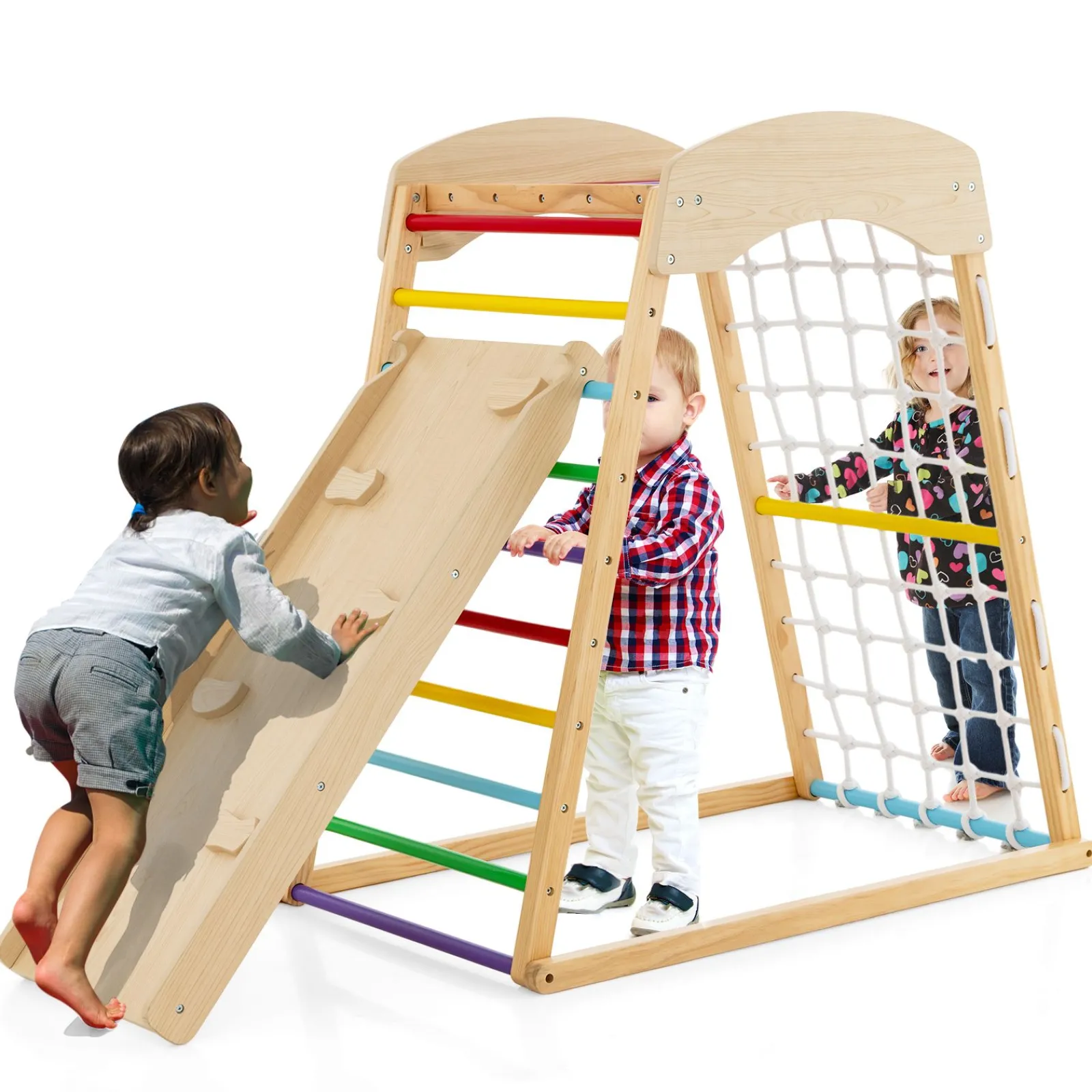 Kinder Little Helper Montessori 6-in-1 Indoor-Klettergerüst aus Öko-Holz für Kleinkinder | Kletterwand | Rutsche | 12m+