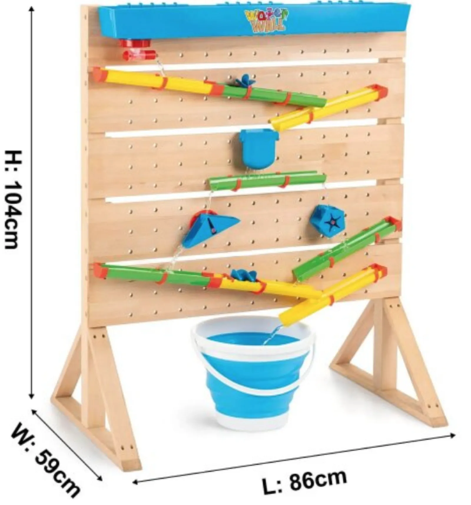 Little Helper Montessori Outdoor-Wasserwand aus Öko-Holz | Wasserspiel für Kinder | 3 Jahre+