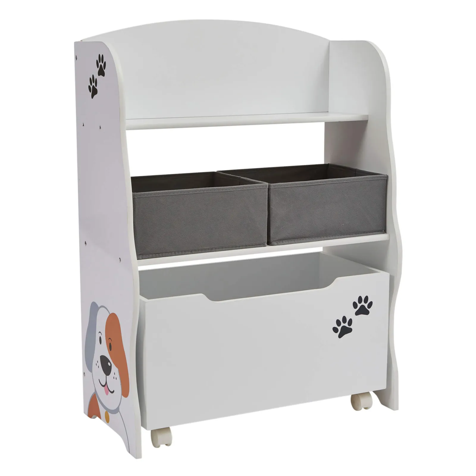Kinder Little Helper Montessori-Bücherregal und Spielzeugaufbewahrung aus Holz für Kinder | Ausziehbare Schubladen und Boxen | Hunde- und Katzendesign