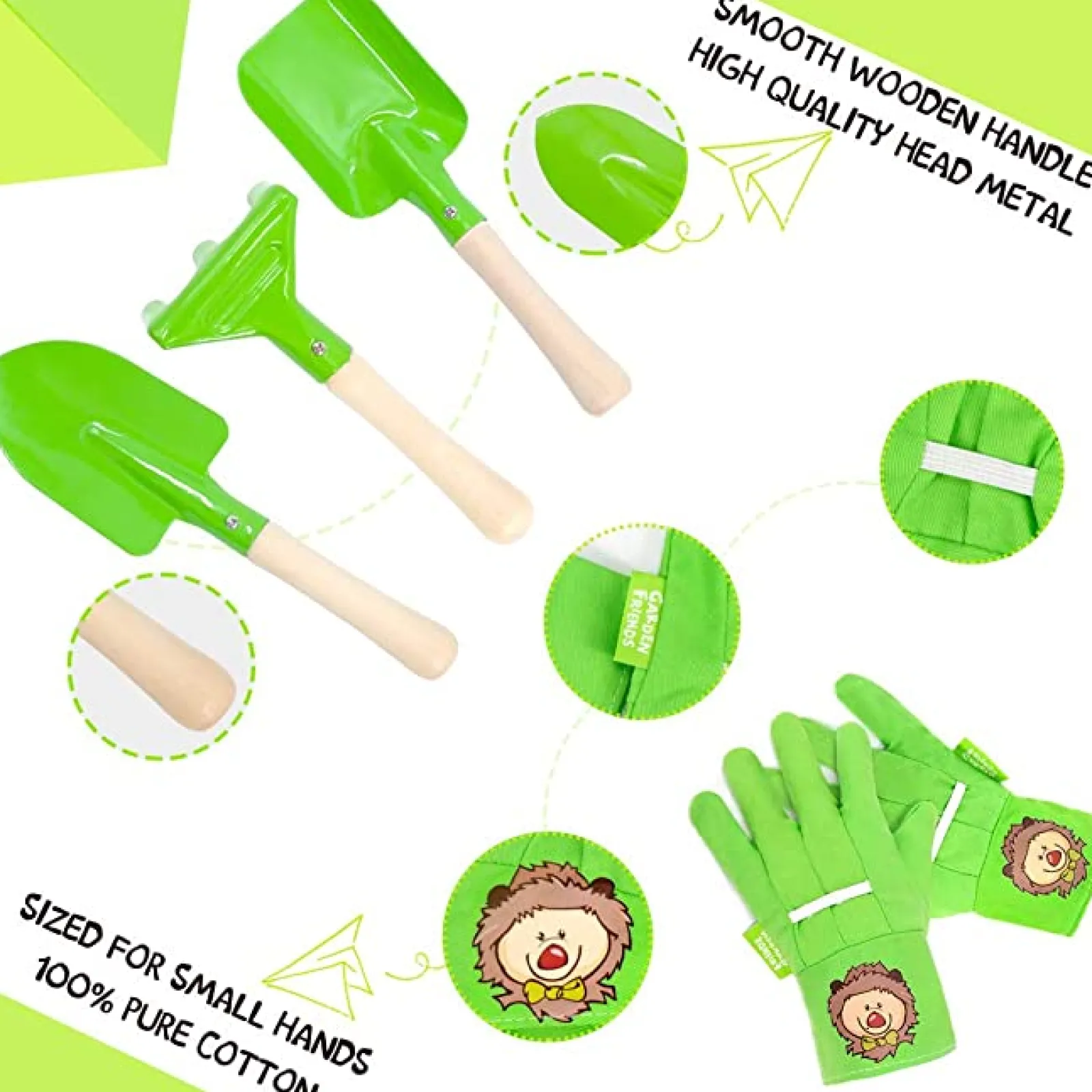 Little Helper Montessori-Gartenspielzeugset mit Schubkarre und Werkzeugsatz aus rostfreiem Edelstahl | Outdoor-Kinderspielzeug für den Sandkasten | Ab 3 Jahren