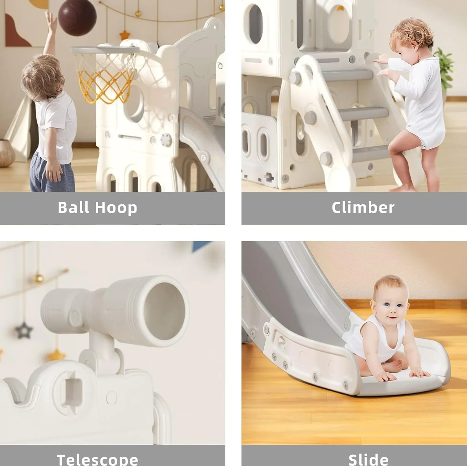 Little Helper Montessori-Schloss | Folienset | Basketballkorb | Brücke | Drinnen oder draußen | Lagerung | Beige oder Blau