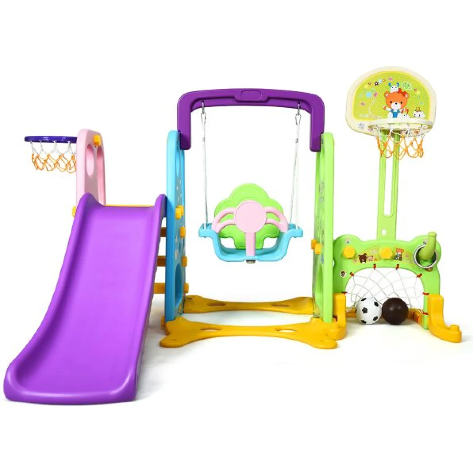 Little Helper Montessori-Spielschaukel- und Rutschenset für Kinder | Basketball | Innen-Außen | 3 Farben | 18m+
