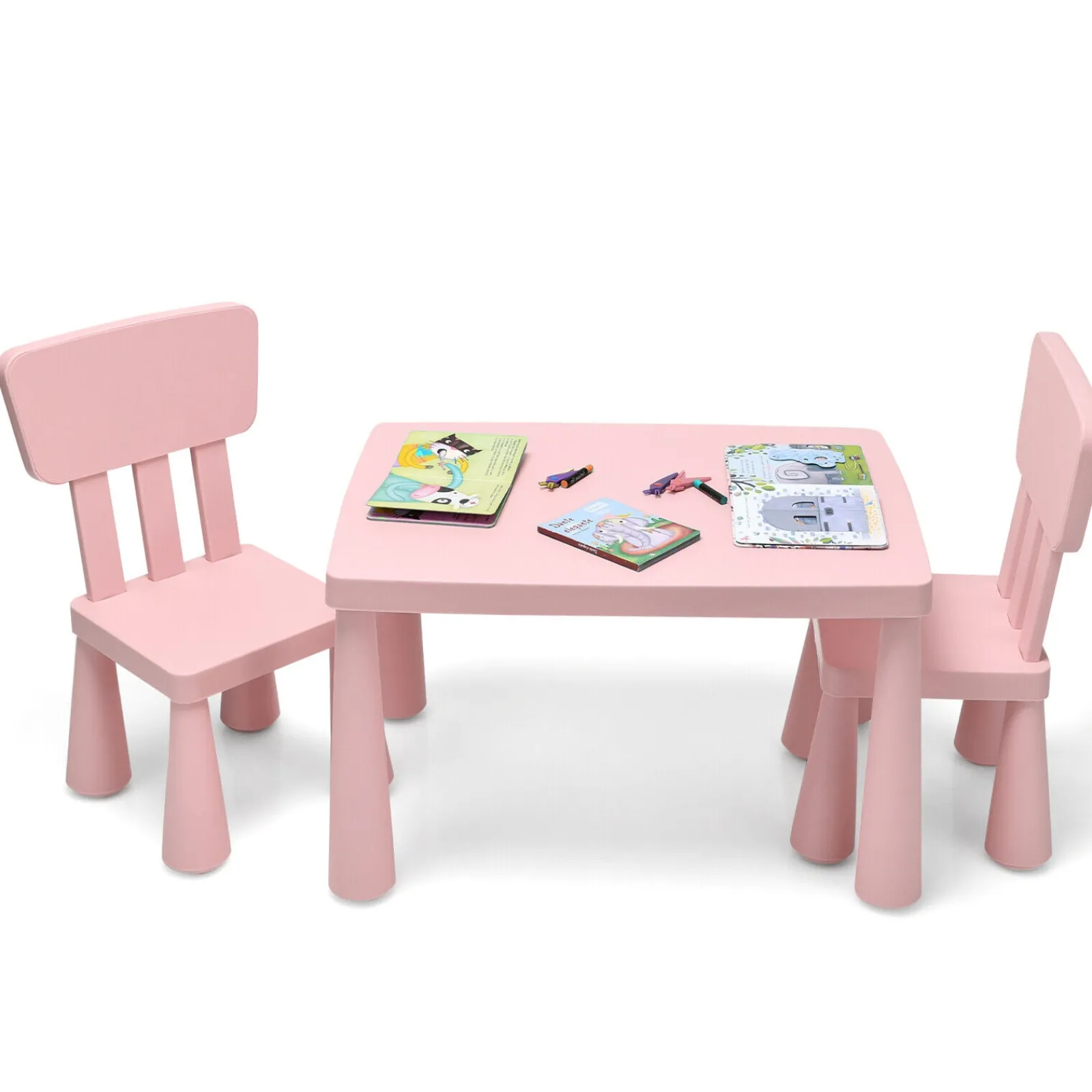 Kinder Little Helper Montessori-Tisch und ergonomische Stühle zum Schutz der Wirbelsäule x 2 | Zartrosa | 1–7 Jahre