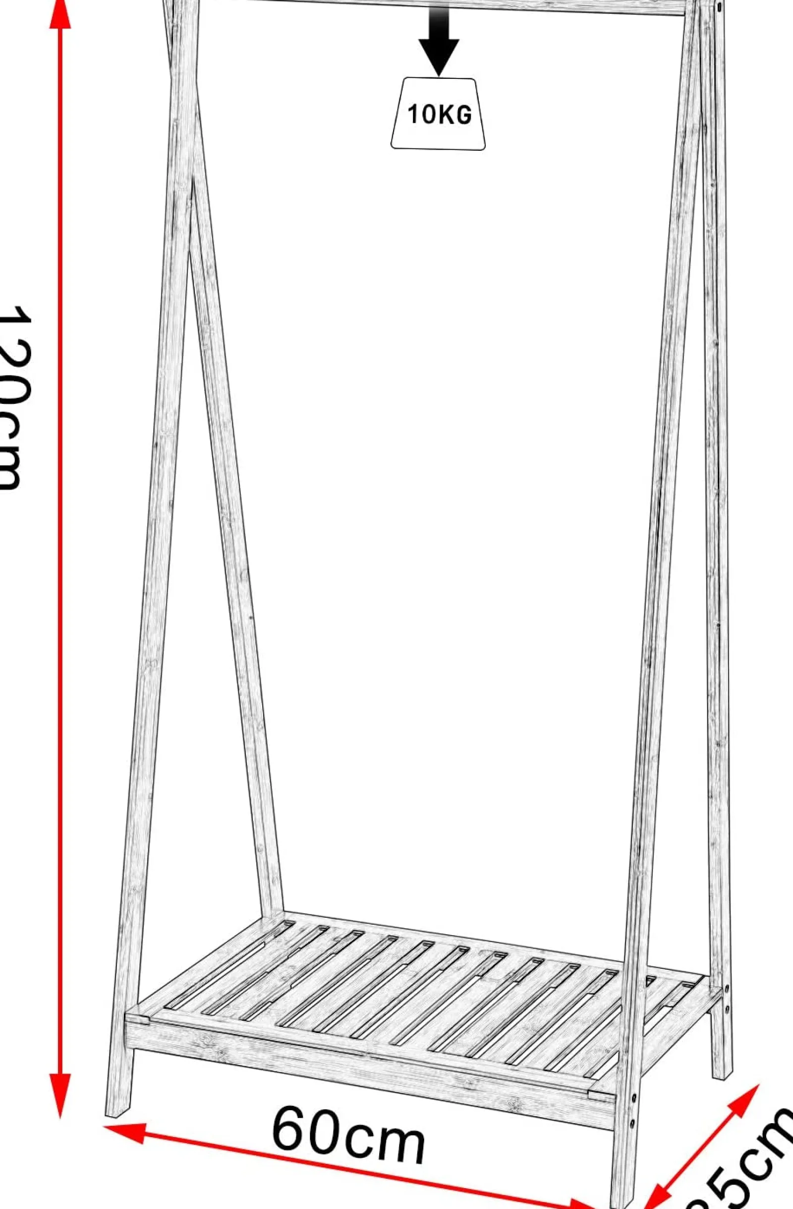 Kinder Little Helper Scandi Design 100 % Öko-Bambusholz | Freistehende Garderobe mit Ablage | Natur | 1,2 m hoch