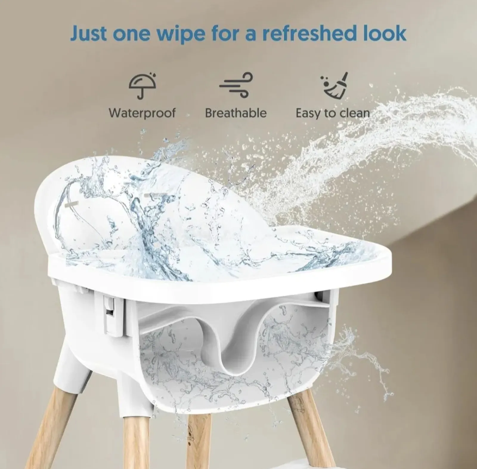 Little Helper Schlanker, leicht zu reinigender und ergonomischer Babyhochstuhl | Abnehmbares Tablett | 5-Punkt-Sicherheitsgurt | Weiß