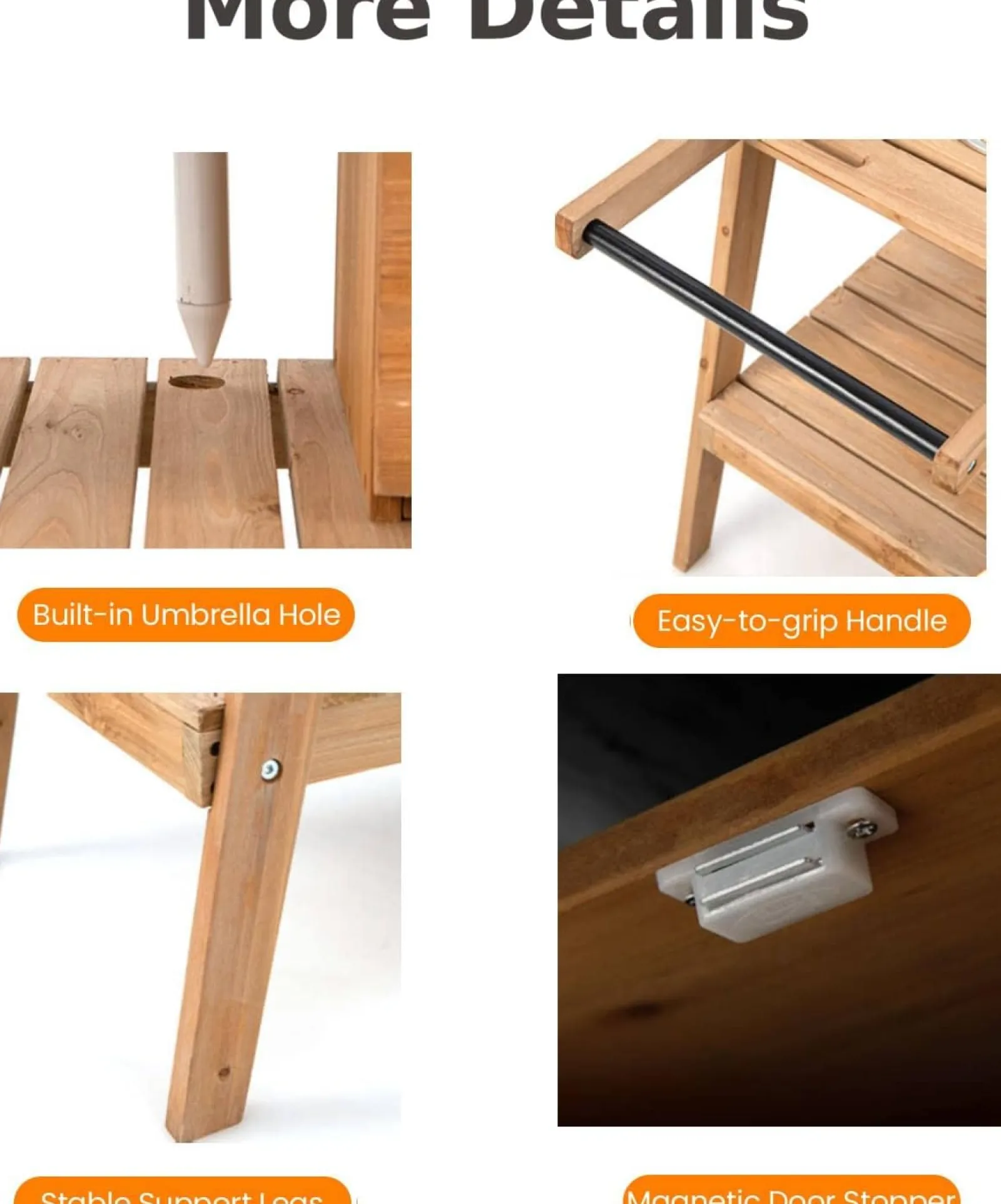 Little Helper Tragbar | Umweltfreundliche Montessori-Matschküche aus natürlichem Tannenholz für Kinder mit Regenschirm | Holzspielzeugküche | Ab 3 Jahren