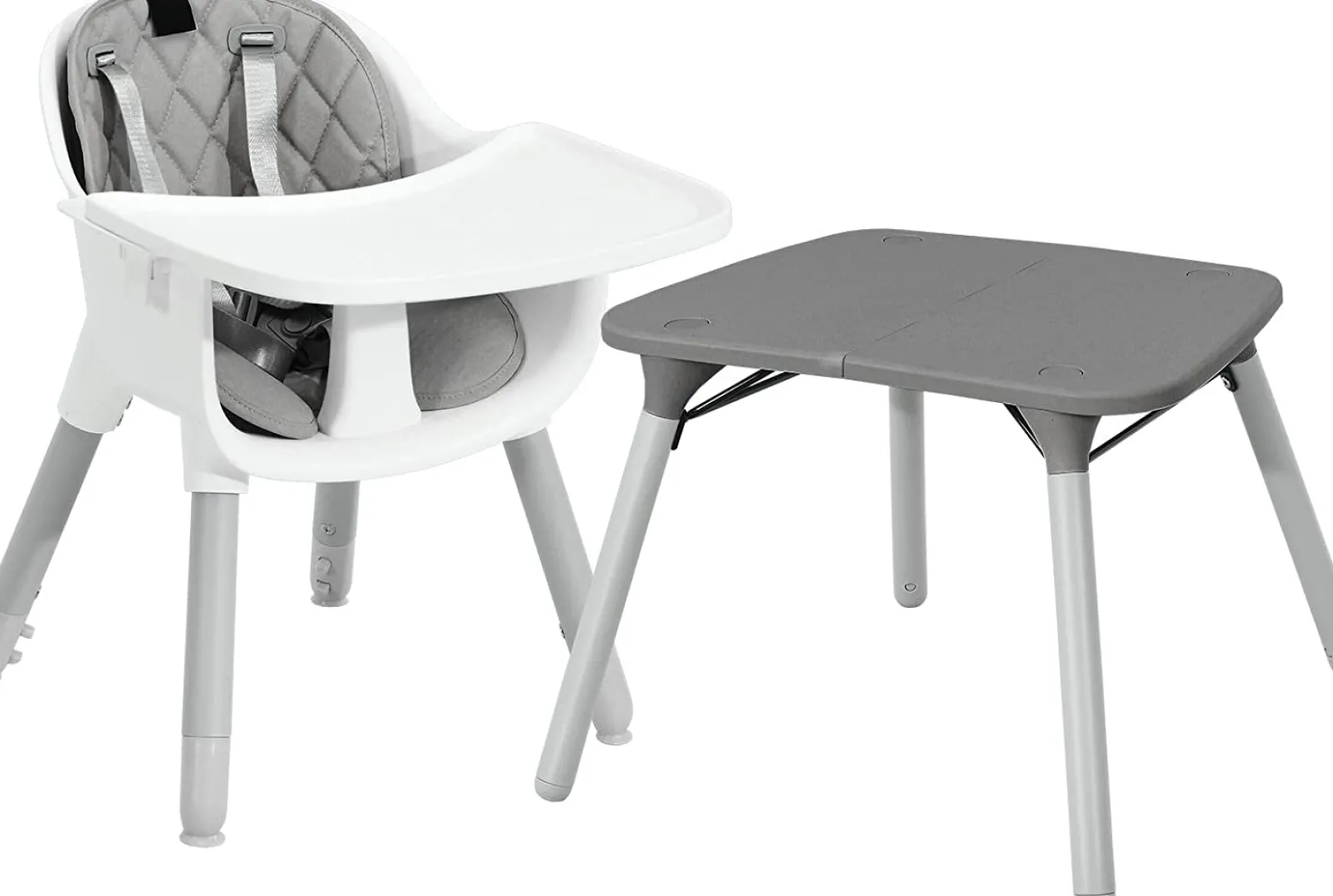 Little Helper Umbaubarer 5-In-1-Hochstuhl Aus Grauem Kunststoff | Niedriger Stuhl | Tisch- Und Stuhlset