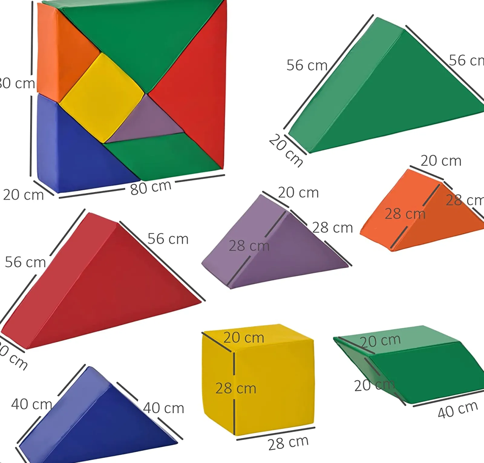 Kinder Little Helper Weiche Montessori-Spielgeräte | 7-teiliges ineinander greifendes Schaumstoff-Spielset | Verschiedene Formen | Ab 12 Monaten
