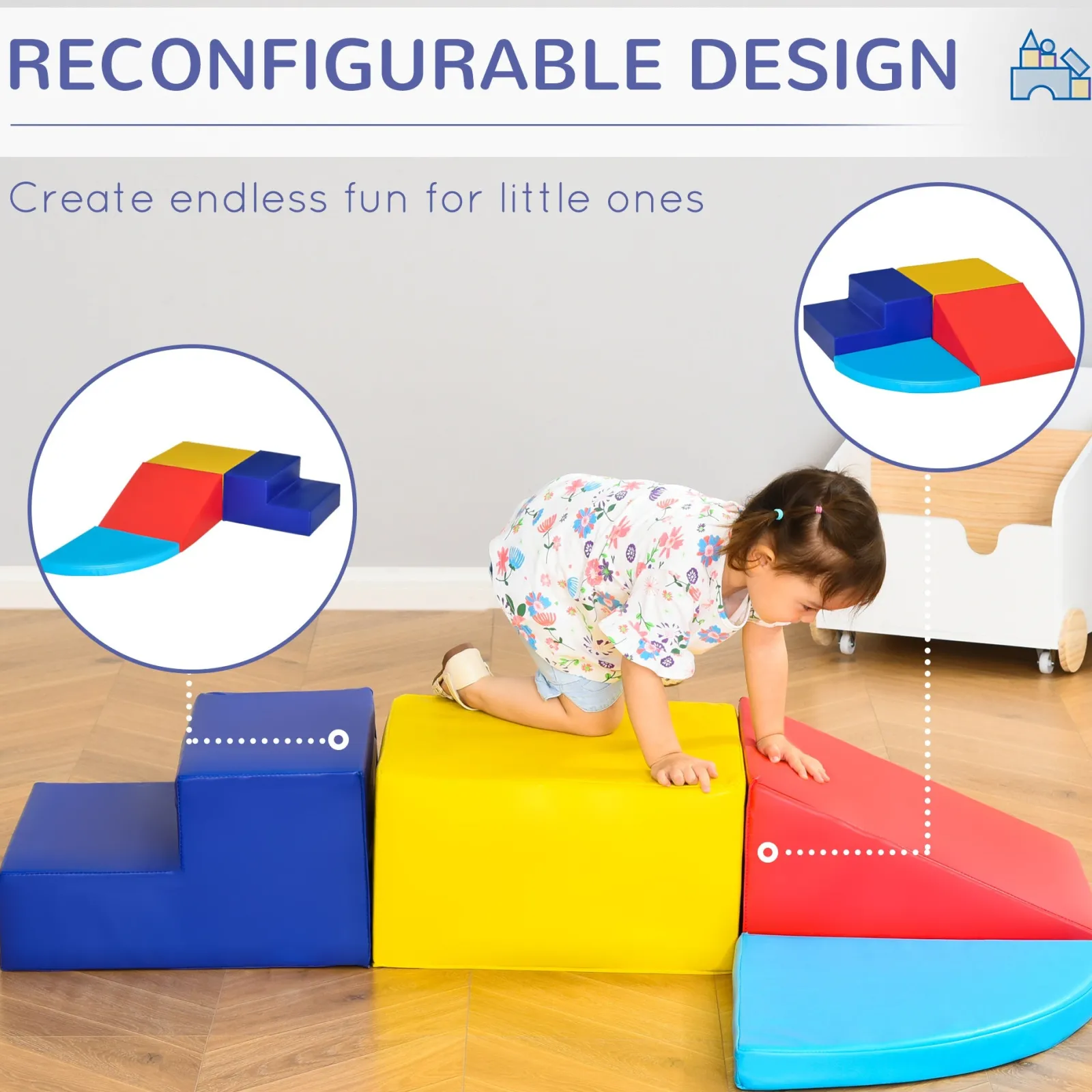 Kinder Little Helper Weiche Spielgeräte für den Innenbereich | 4-teiliges Montessori-Spielset aus Schaumstoff | Weiche Spielrutsche | 1–3 Jahre