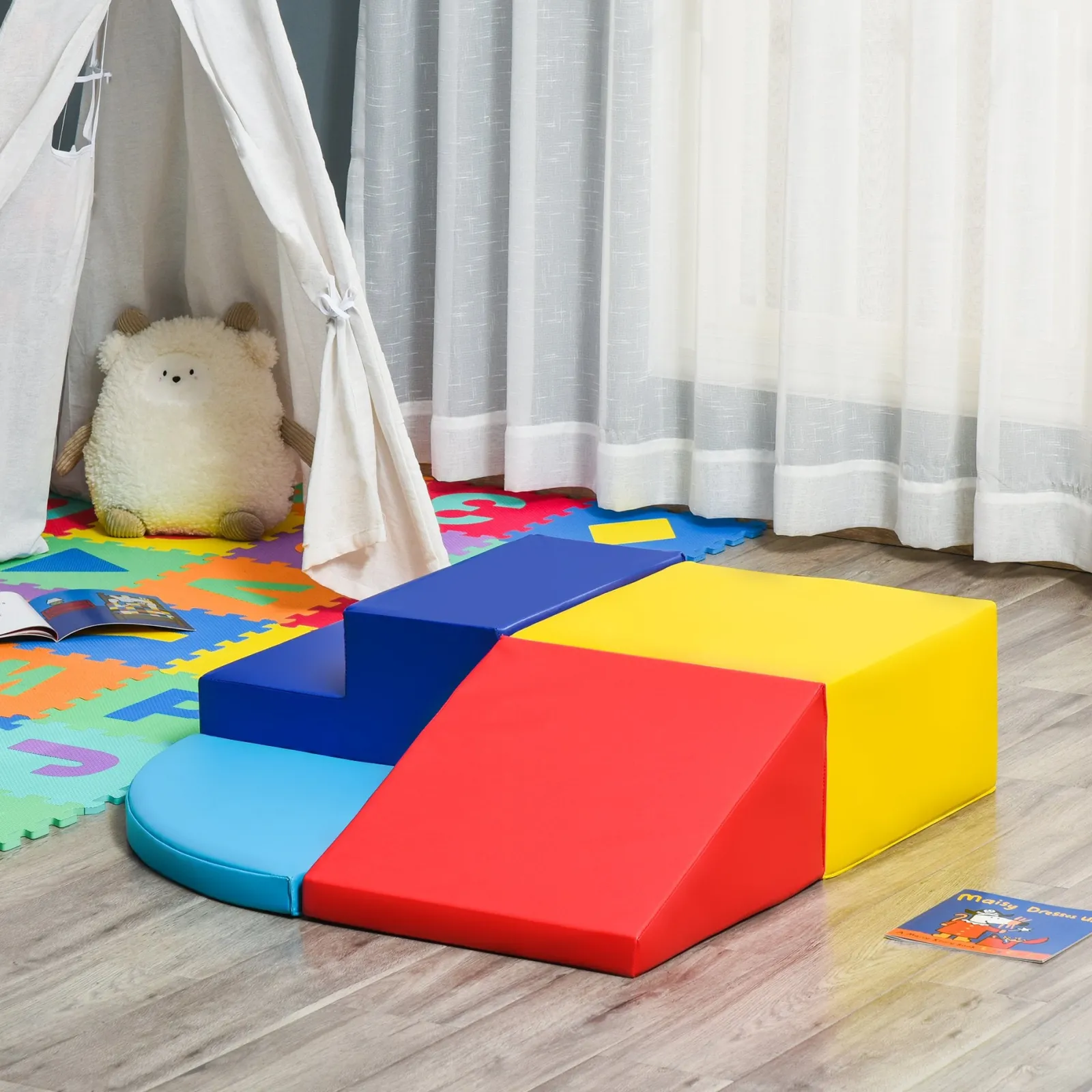 Kinder Little Helper Weiche Spielgeräte für den Innenbereich | 4-teiliges Montessori-Spielset aus Schaumstoff | Weiche Spielrutsche | 1–3 Jahre