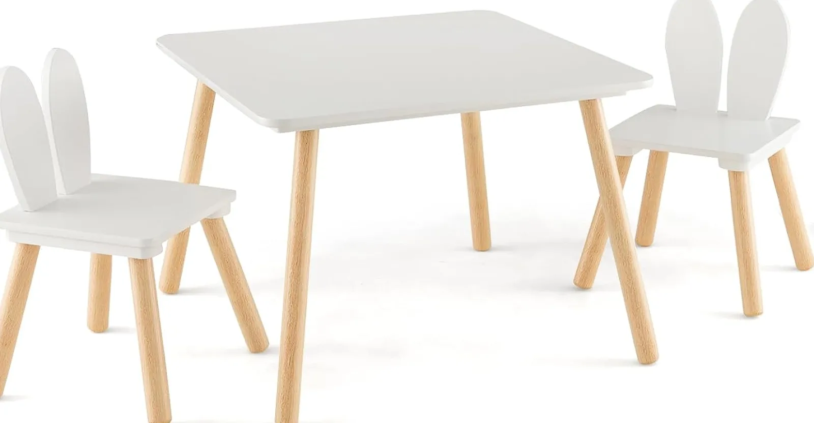 Kinder Little Helper Weißer Holztisch und 2 Stühle im Set | Moderner Aktivitätsschreibtisch für Kinder | Weiß | Massivholz